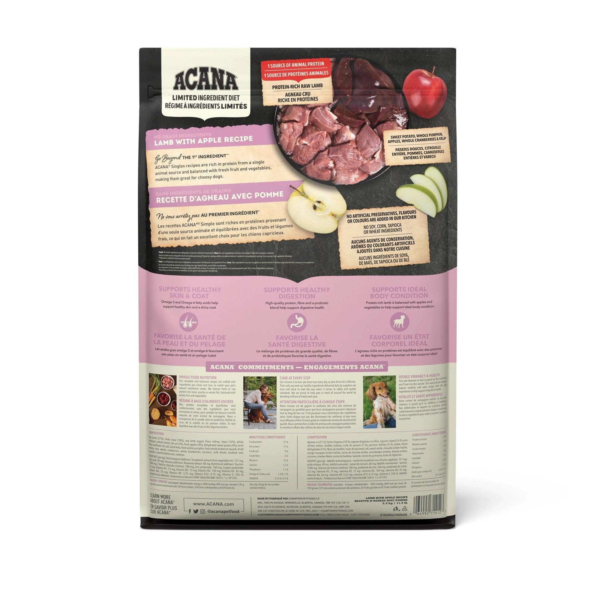 Acana Singles Limited Ingredient Diet Lamb & Apple Dog Food Recipe - Image 3