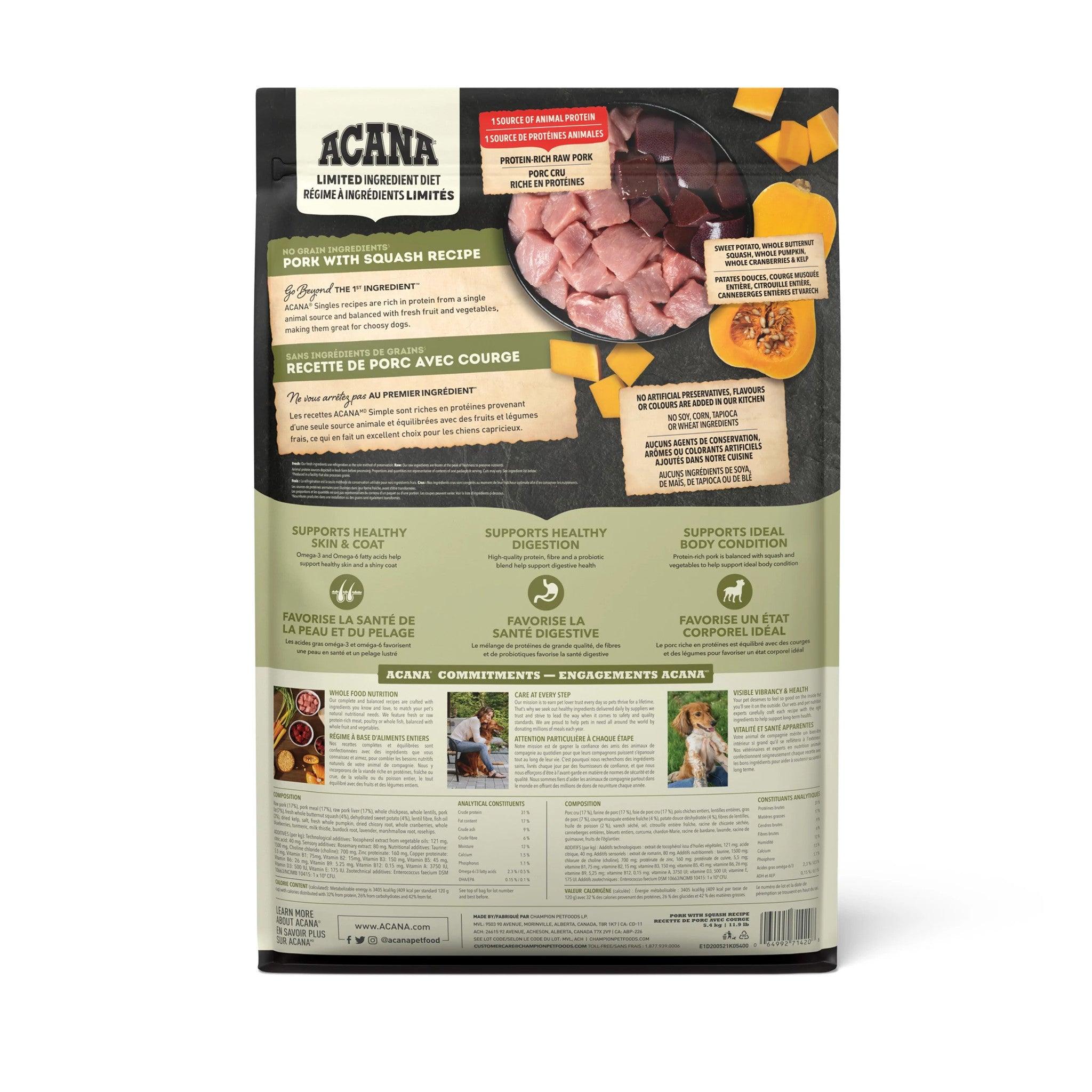Acana Singles Limited Ingredient Diet Pork & Squash Dog Food Recipe - Image 3