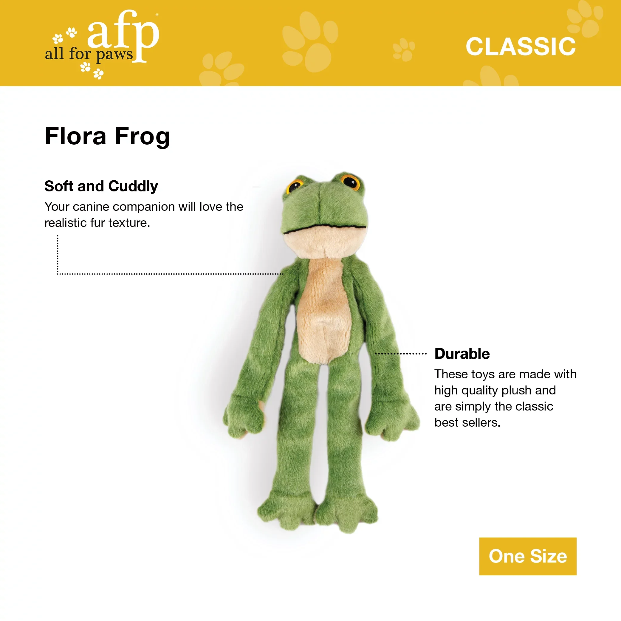 All For Paws Woodland Classic Flora Frog Toy - Image 3