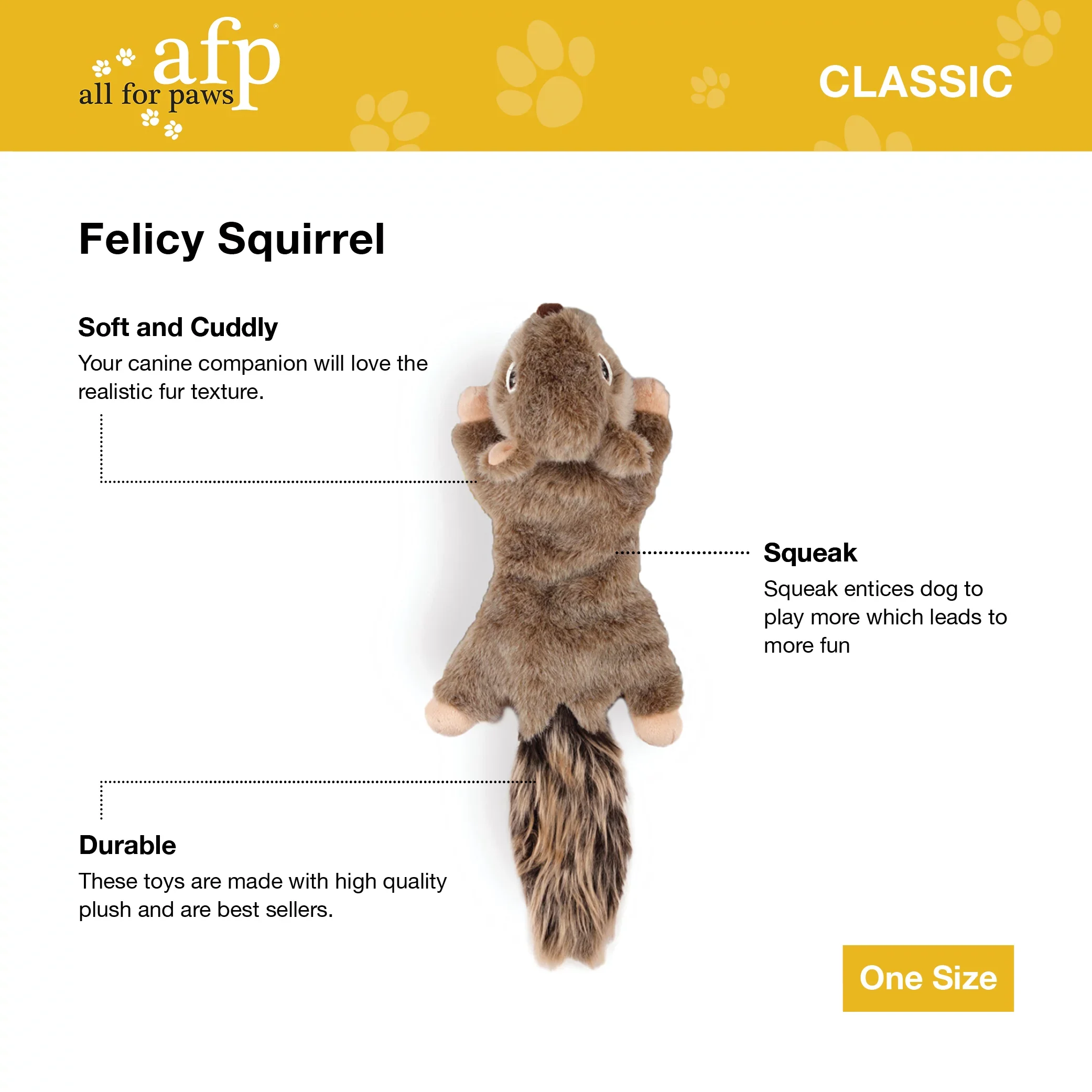 All For Paws Woodland Classic Omer Felicy Squirrel Toy - Image 3