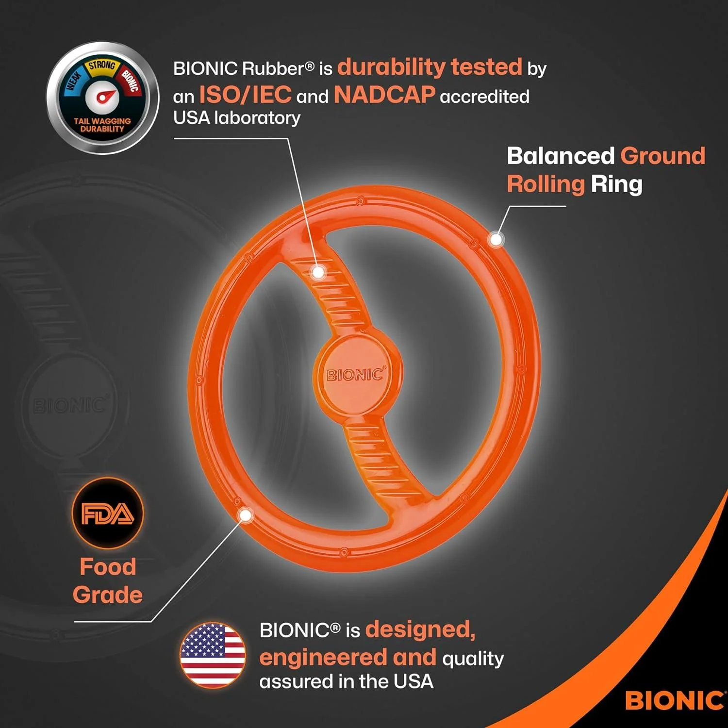 Bionic Rubber Toss-N-Tug Ring Dog Toy - Image 3