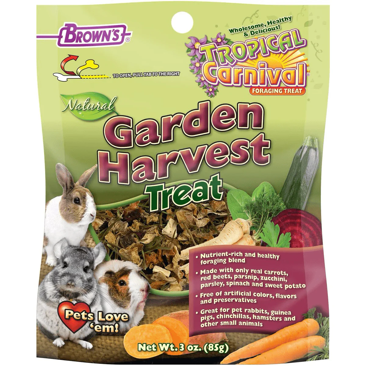 Brown's Tropical Carnival Natural Garden Harvest Small Pet Treats