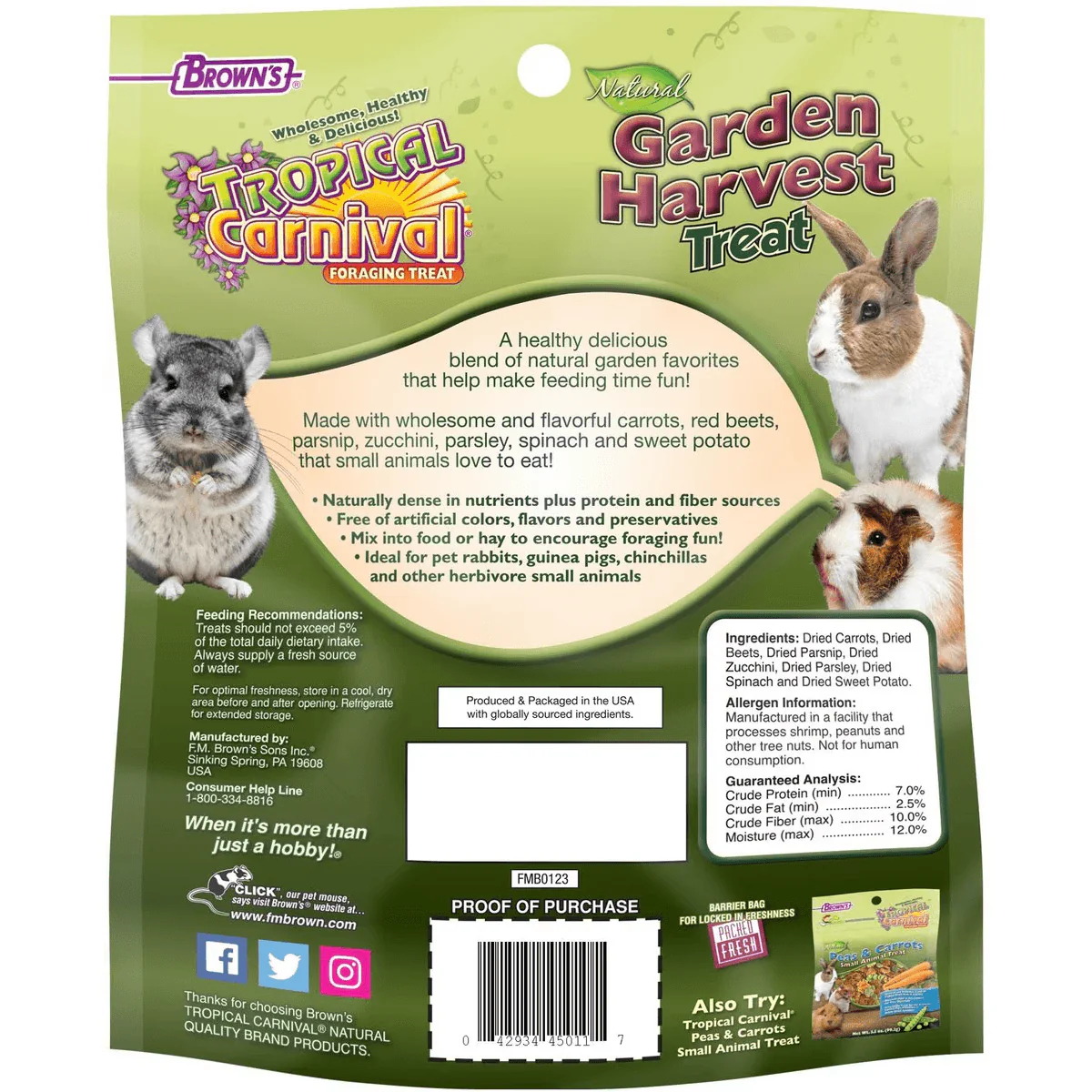 Brown's Tropical Carnival Natural Garden Harvest Small Pet Treats - Image 4