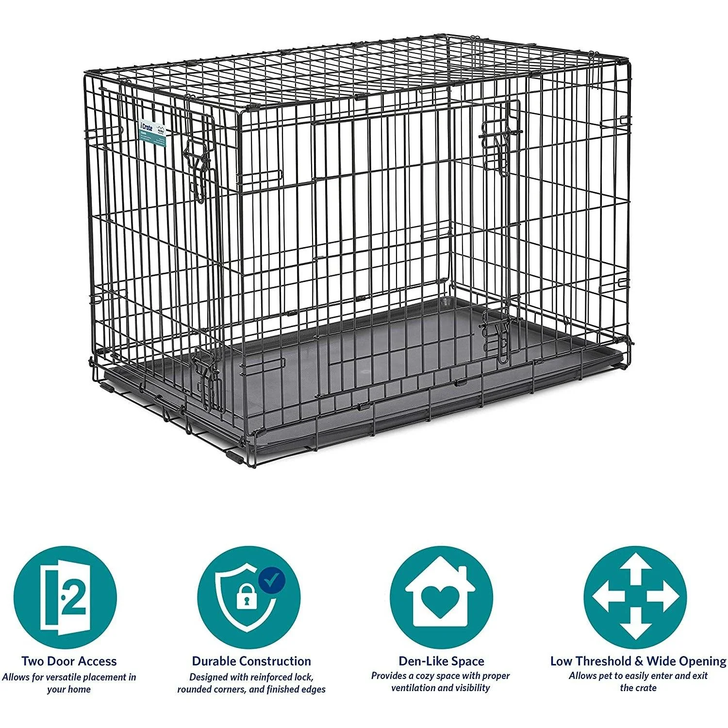 Bud'Z Deluxe Dog Crate With Double Door - Image 4