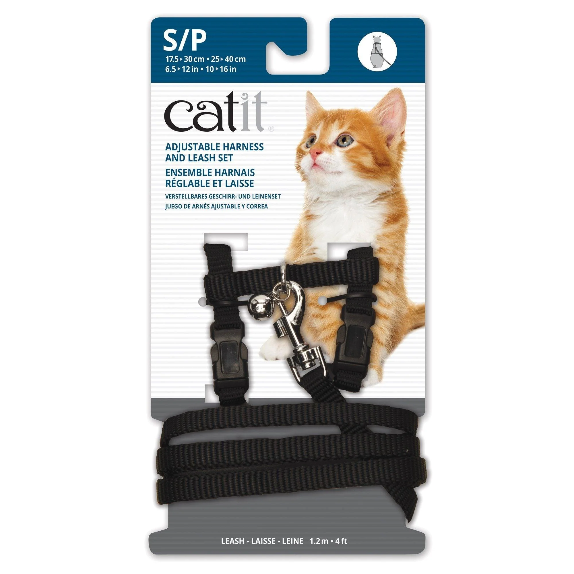 Catit Adjustable Nylon Harness & Leash Set Black