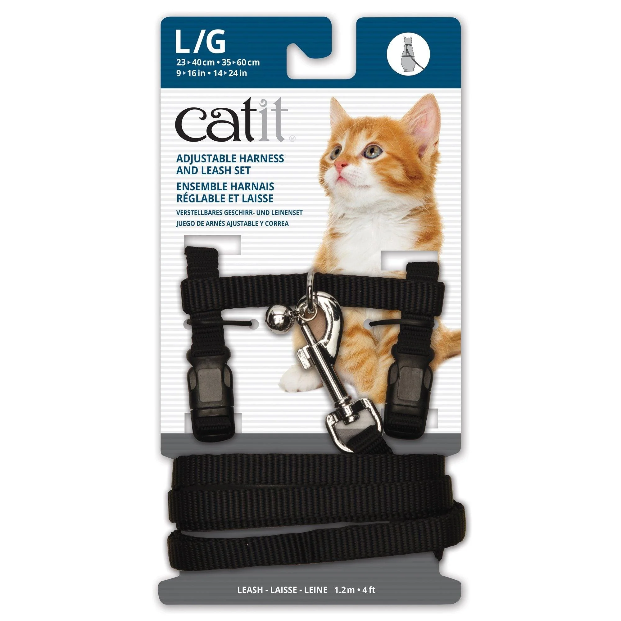 Catit Adjustable Nylon Harness & Leash Set Black - Image 3