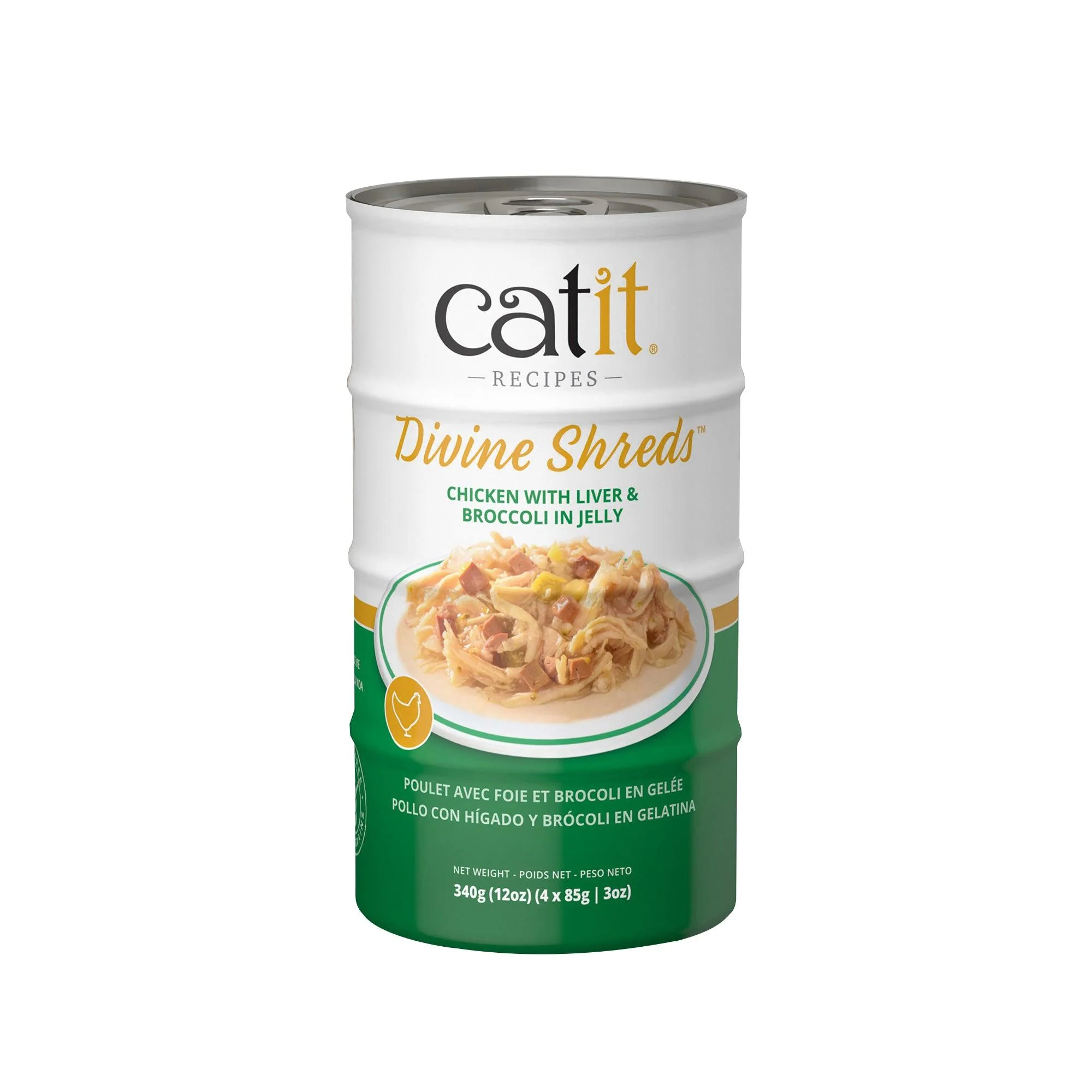 Catit Divine Shreds Chicken, Liver & Broccoli In Jelly 4 Pack