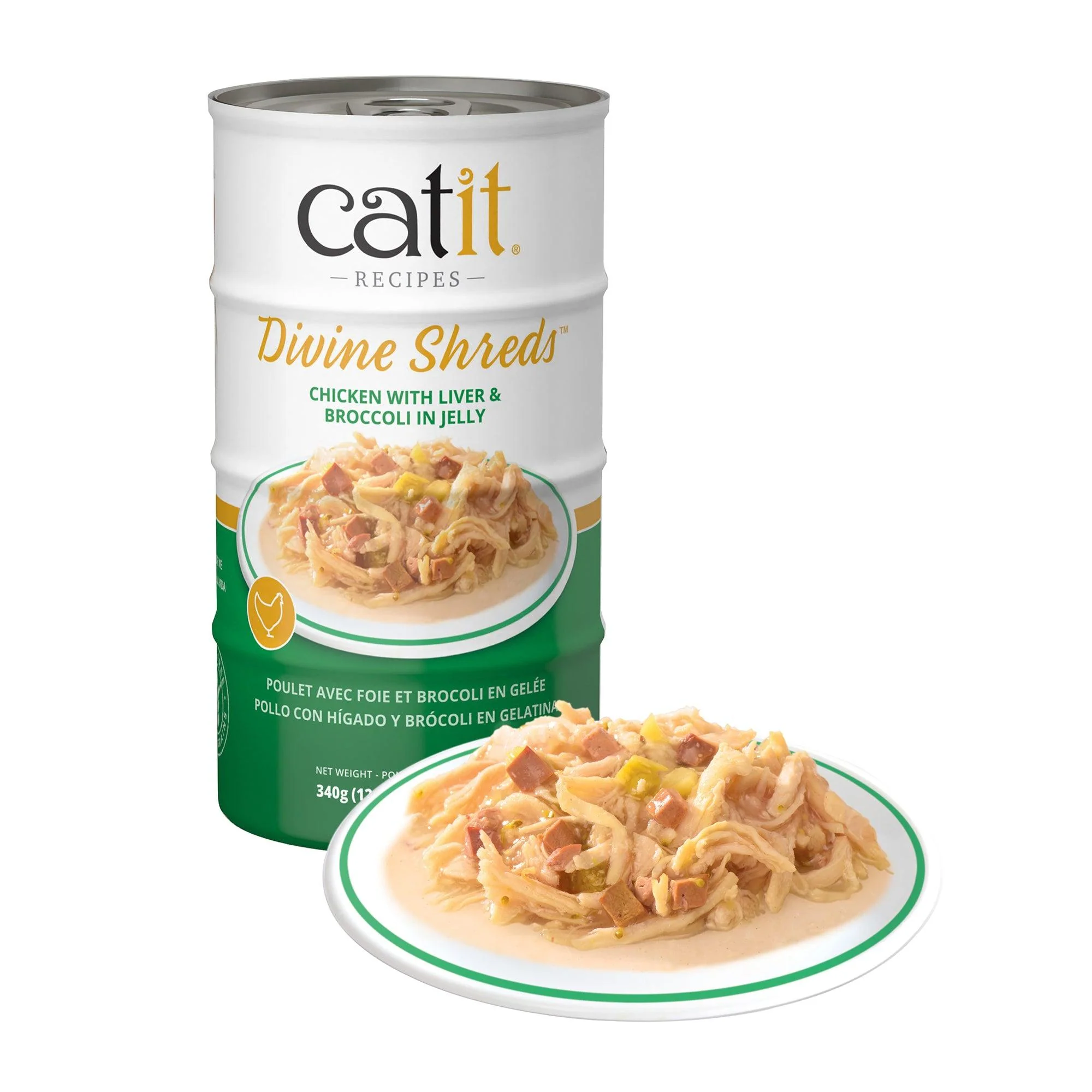 Catit Divine Shreds Chicken, Liver & Broccoli In Jelly 4 Pack - Image 2