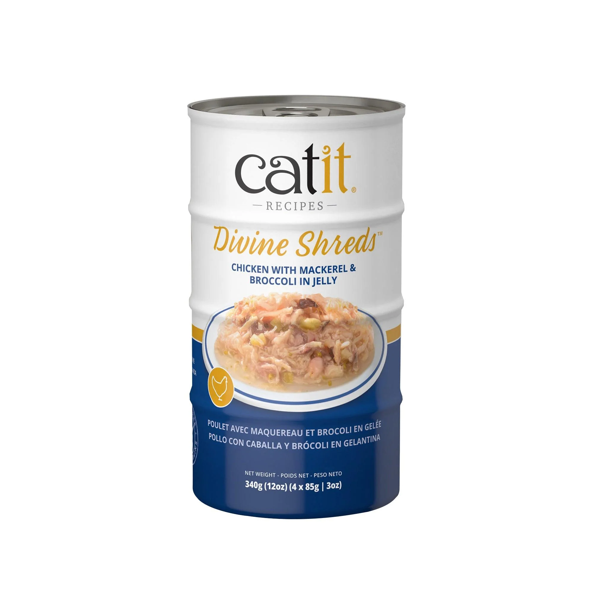 Catit Divine Shreds Chicken, Mackerel & Broccoli In Jelly 4 Pack