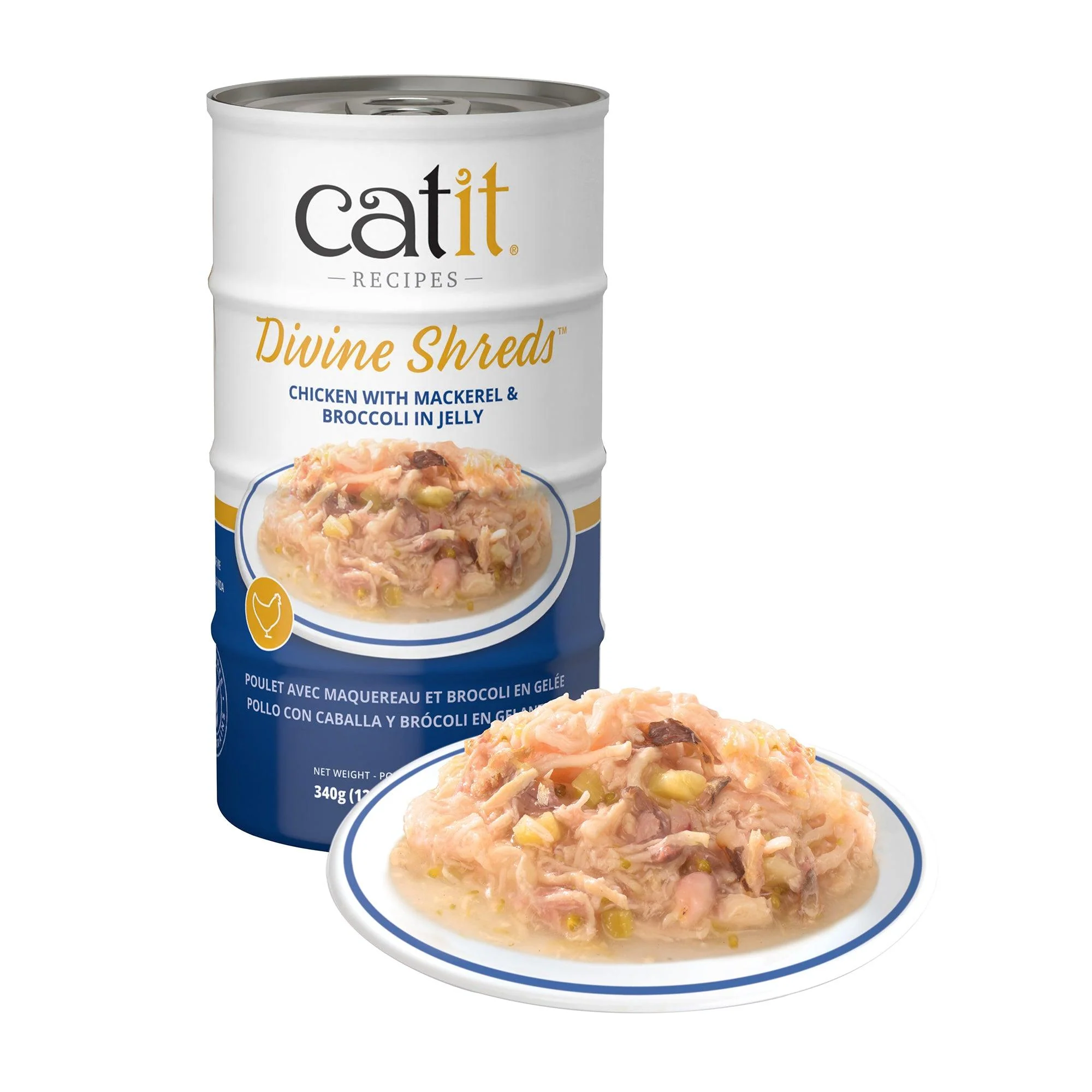 Catit Divine Shreds Chicken, Mackerel & Broccoli In Jelly 4 Pack - Image 2