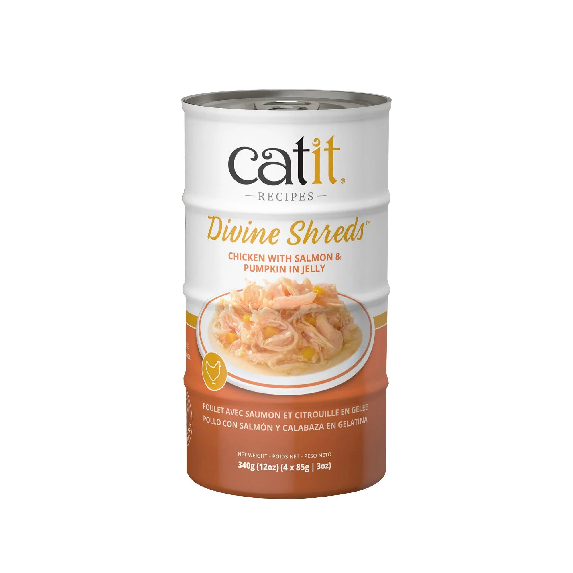 Catit Divine Shreds Chicken, Salmon & Pumpkin In Jelly 4 Pack