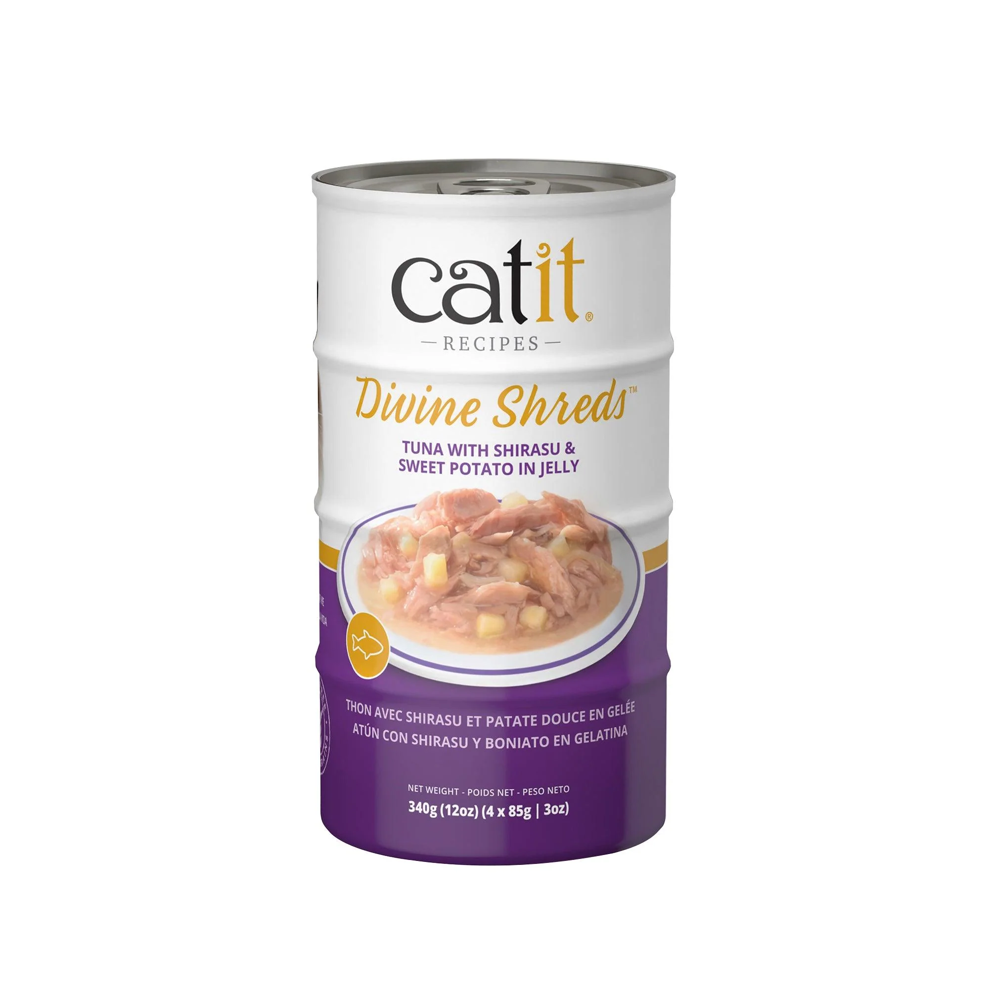 Catit Divine Shreds Tuna, Shirasu & Sweet Potato In Jelly 4 Pack
