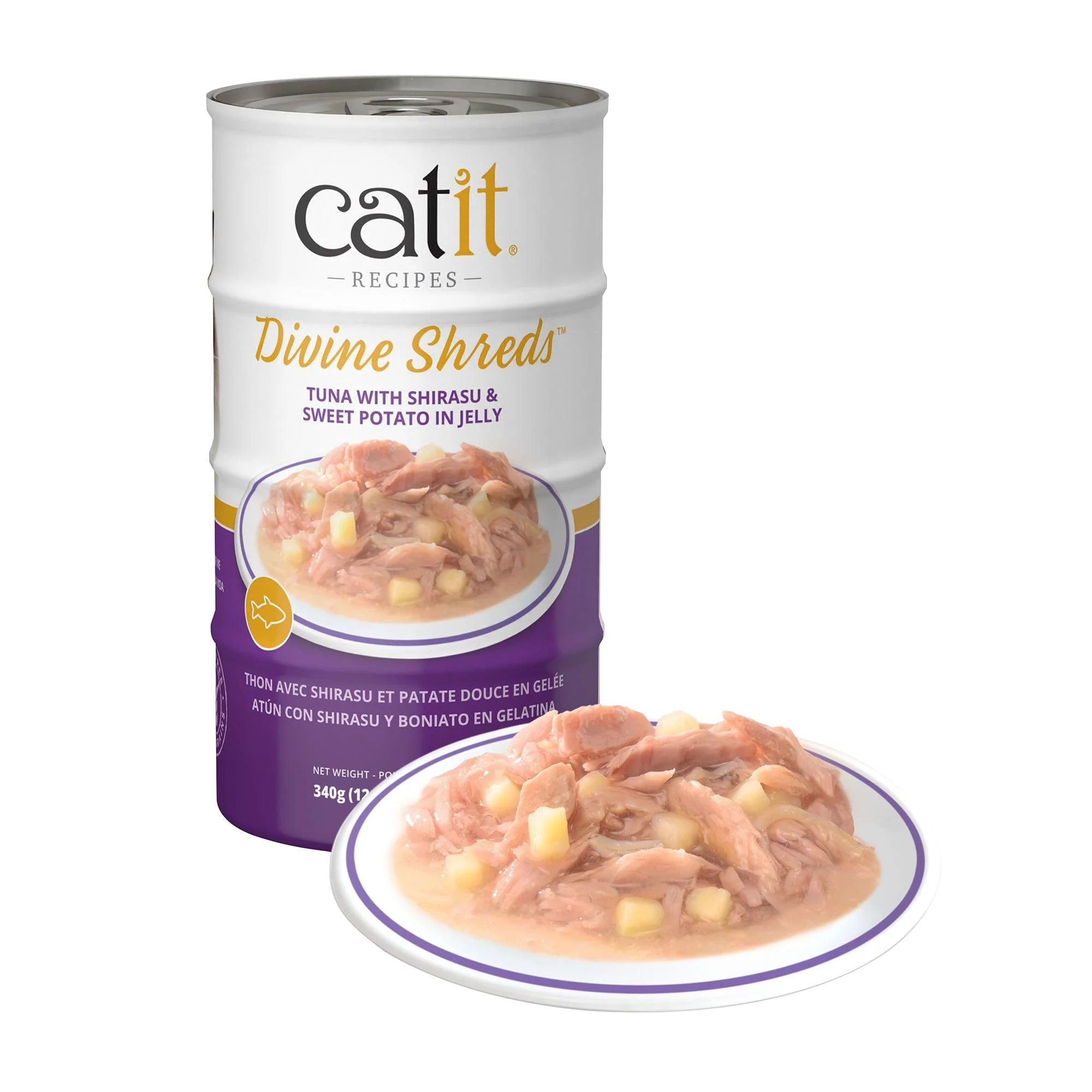 Catit Divine Shreds Tuna, Shirasu & Sweet Potato In Jelly 4 Pack - Image 2