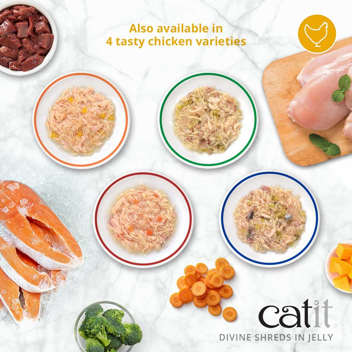 Catit Divine Shreds Tuna, Shrimp & Pumpkin In Jelly 4 Pack - Image 6