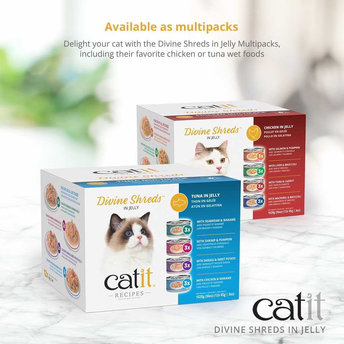 Catit Divine Shreds Tuna, Shrimp & Pumpkin In Jelly 4 Pack - Image 7