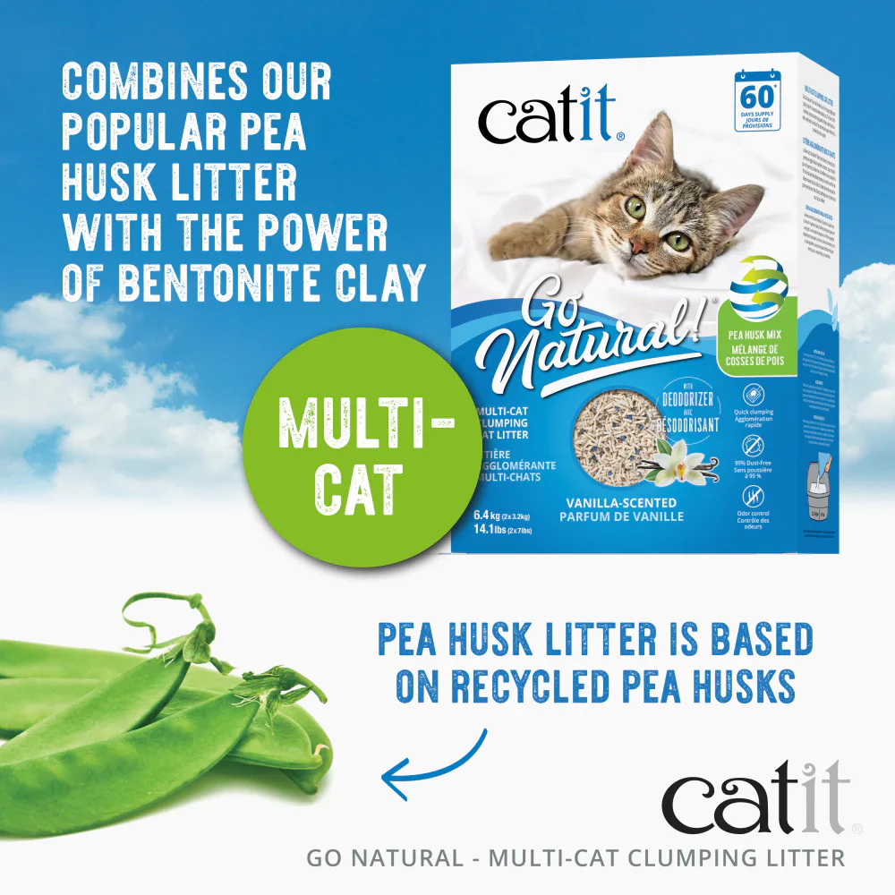 Catit Go Natural Pea Husk Multi-Cat Clumping Litter Vanilla Scented - Image 2