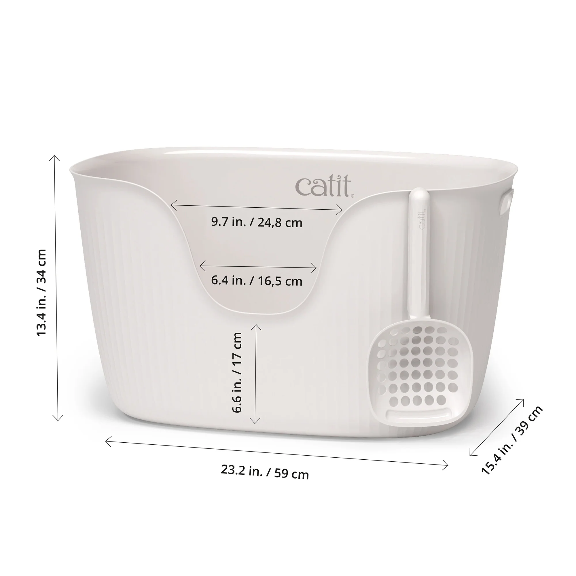Catit Loo Litter Box in White with Scoop - Image 3