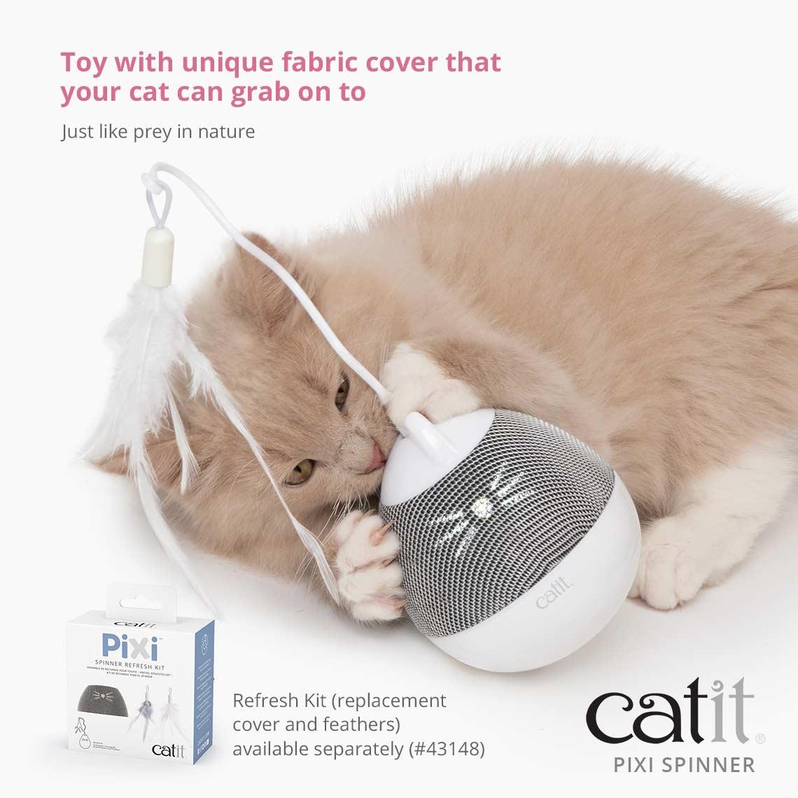 Catit Pixi Spinner Electronic Cat Toy White & Grey - Image 3