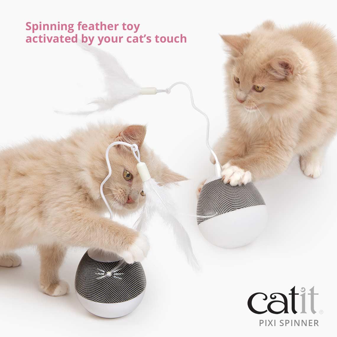 Catit Pixi Spinner Electronic Cat Toy White & Grey - Image 4
