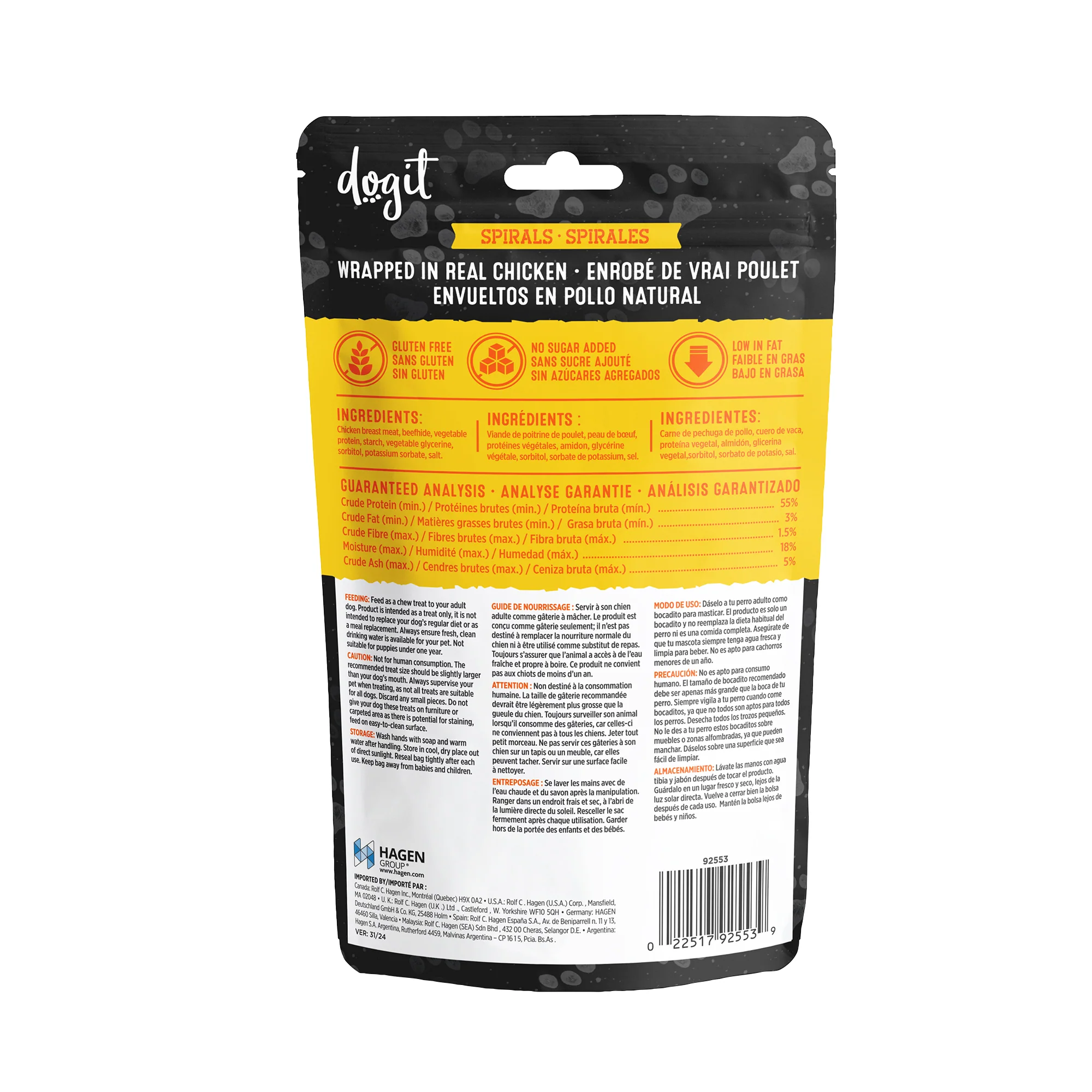 Dogit Snack Bar Chicken Wrapped Beefhide Spirals Large Dog Treats - Image 2