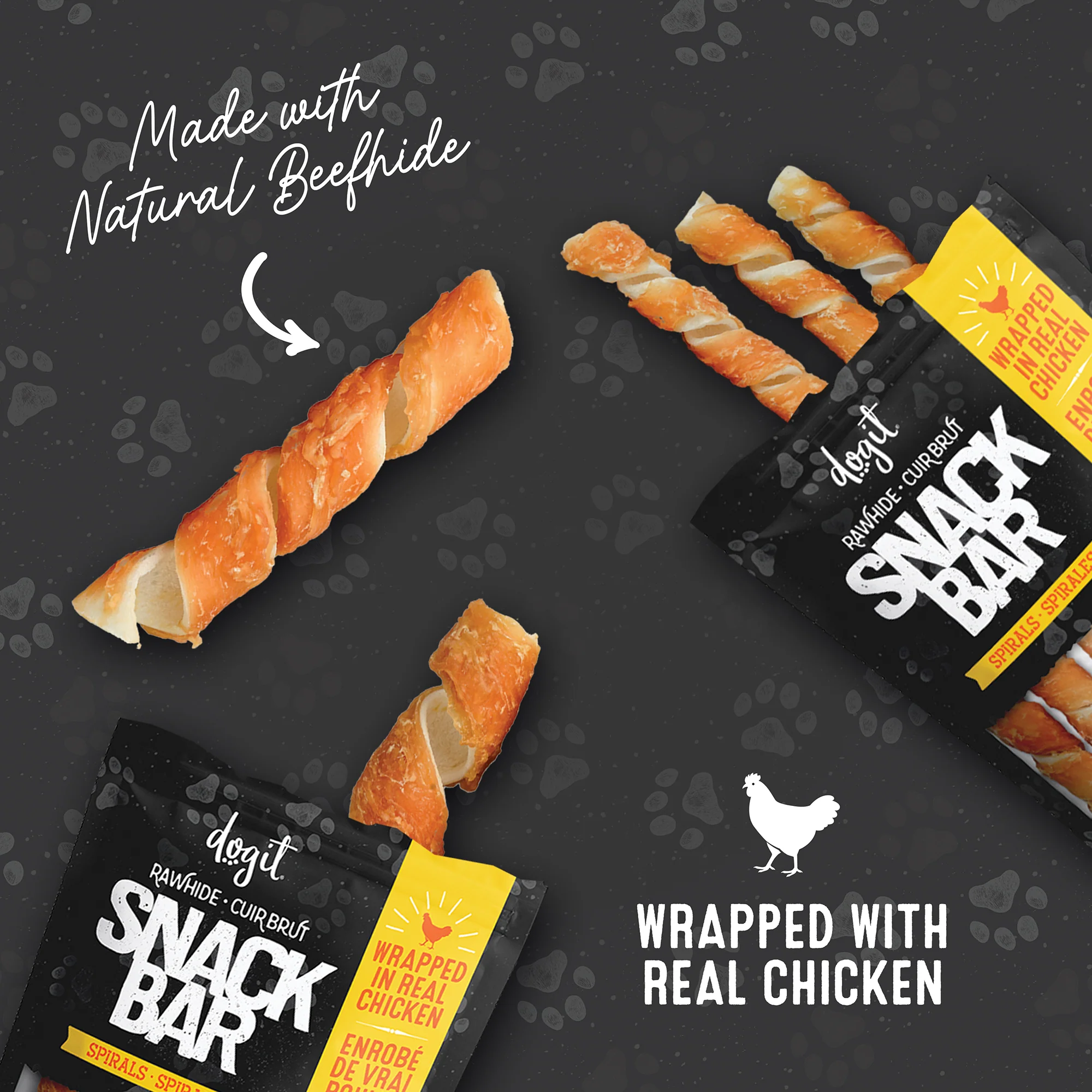 Dogit Snack Bar Chicken Wrapped Beefhide Spirals Large Dog Treats - Image 3