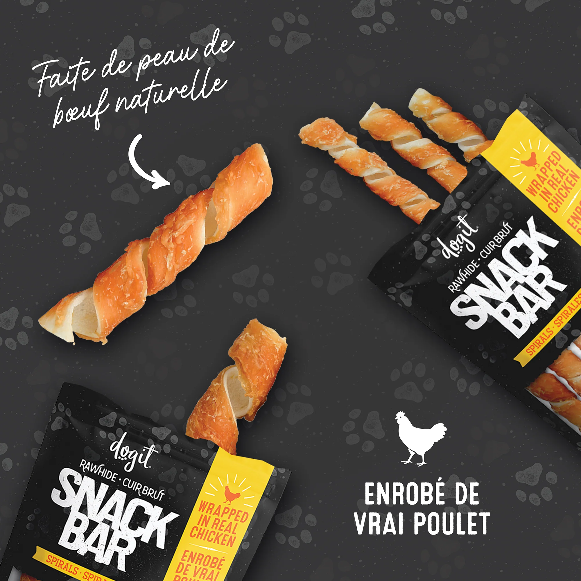 Dogit Snack Bar Chicken Wrapped Beefhide Spirals Large Dog Treats - Image 4