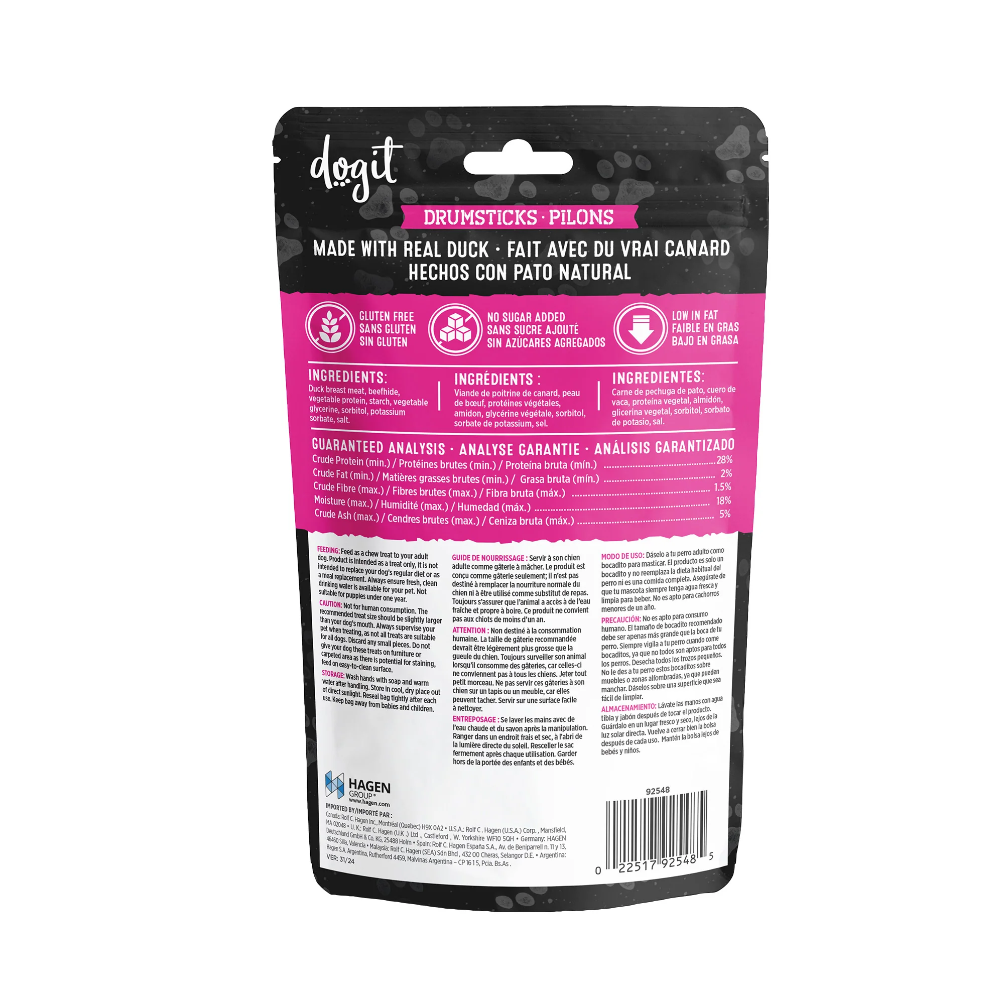 Dogit Snack Bar Dog Treats Duck & Beefhide Drumsticks 3" - Image 2