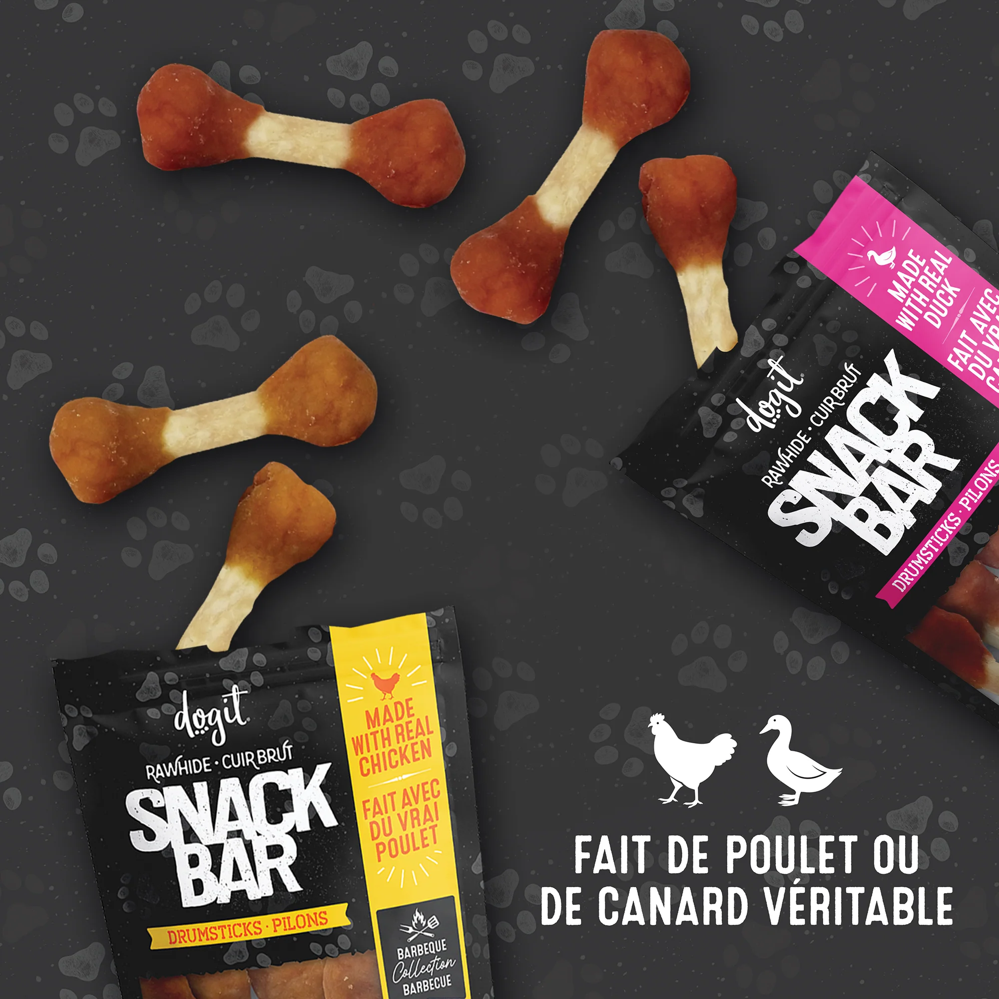 Dogit Snack Bar Dog Treats Duck & Beefhide Drumsticks 3" - Image 4