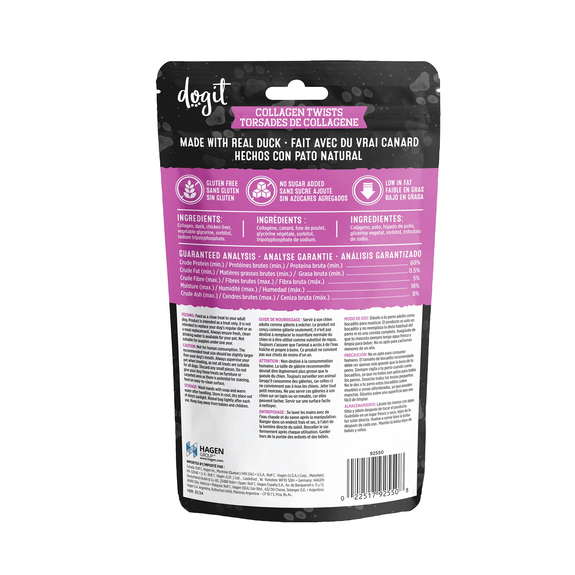 Dogit Snack Bar Dog Treats Duck Collagen Twisted Sticks - Image 2