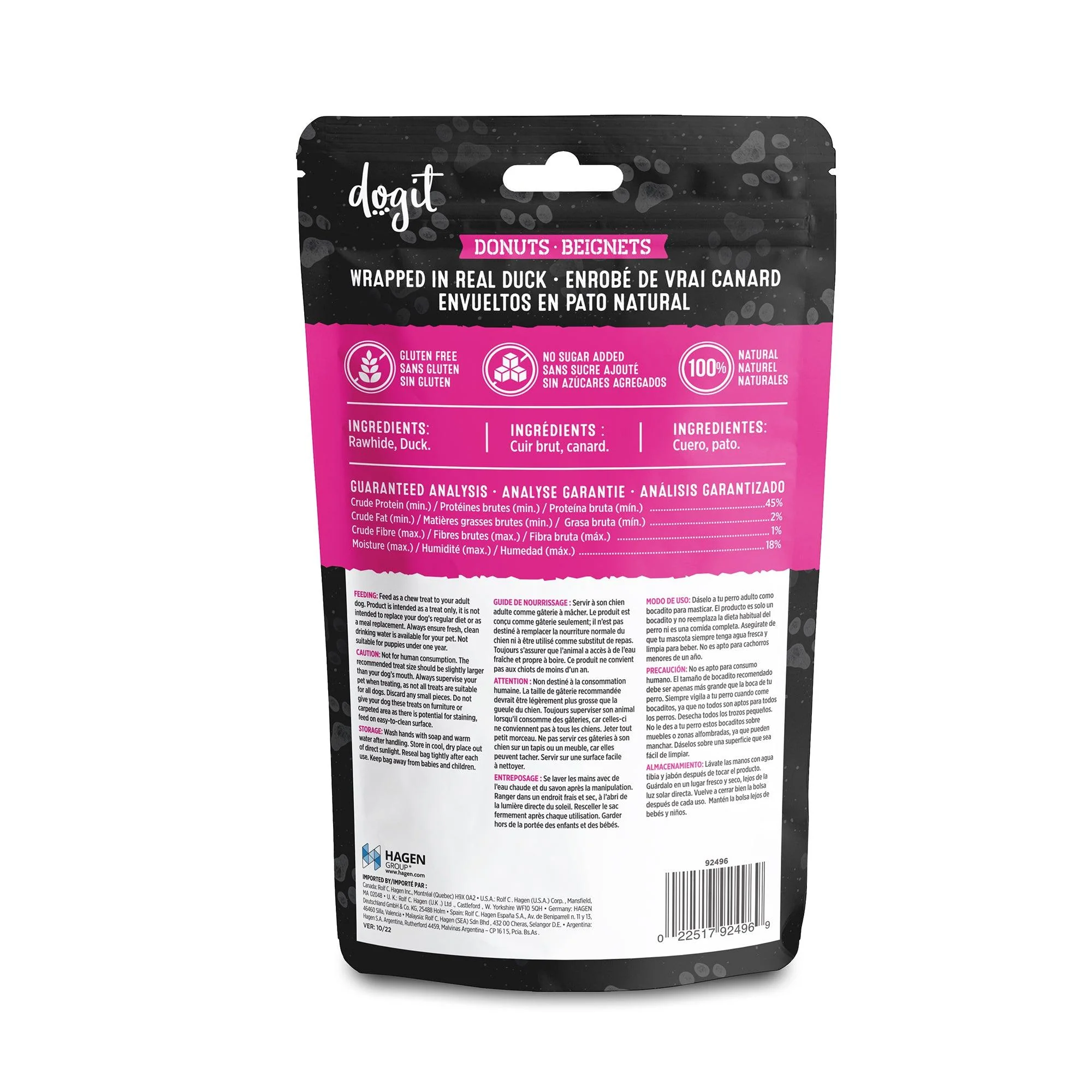 Dogit Snack Bar Dog Treats Duck Rawhide Donut - Image 3