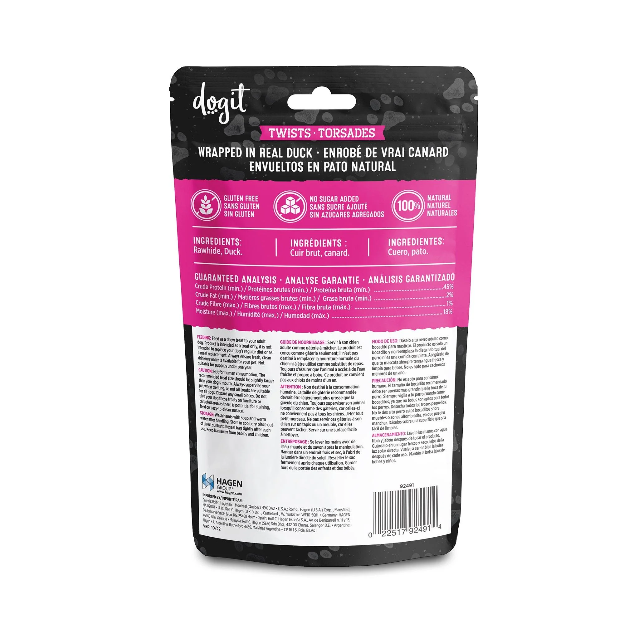 Dogit Snack Bar Dog Treats Duck Rawhide Twist - Image 3