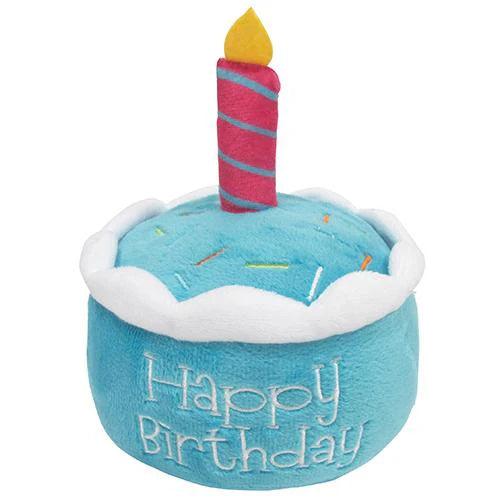 Foufou Dog Plush Birthday Cake Dog Toy Blue