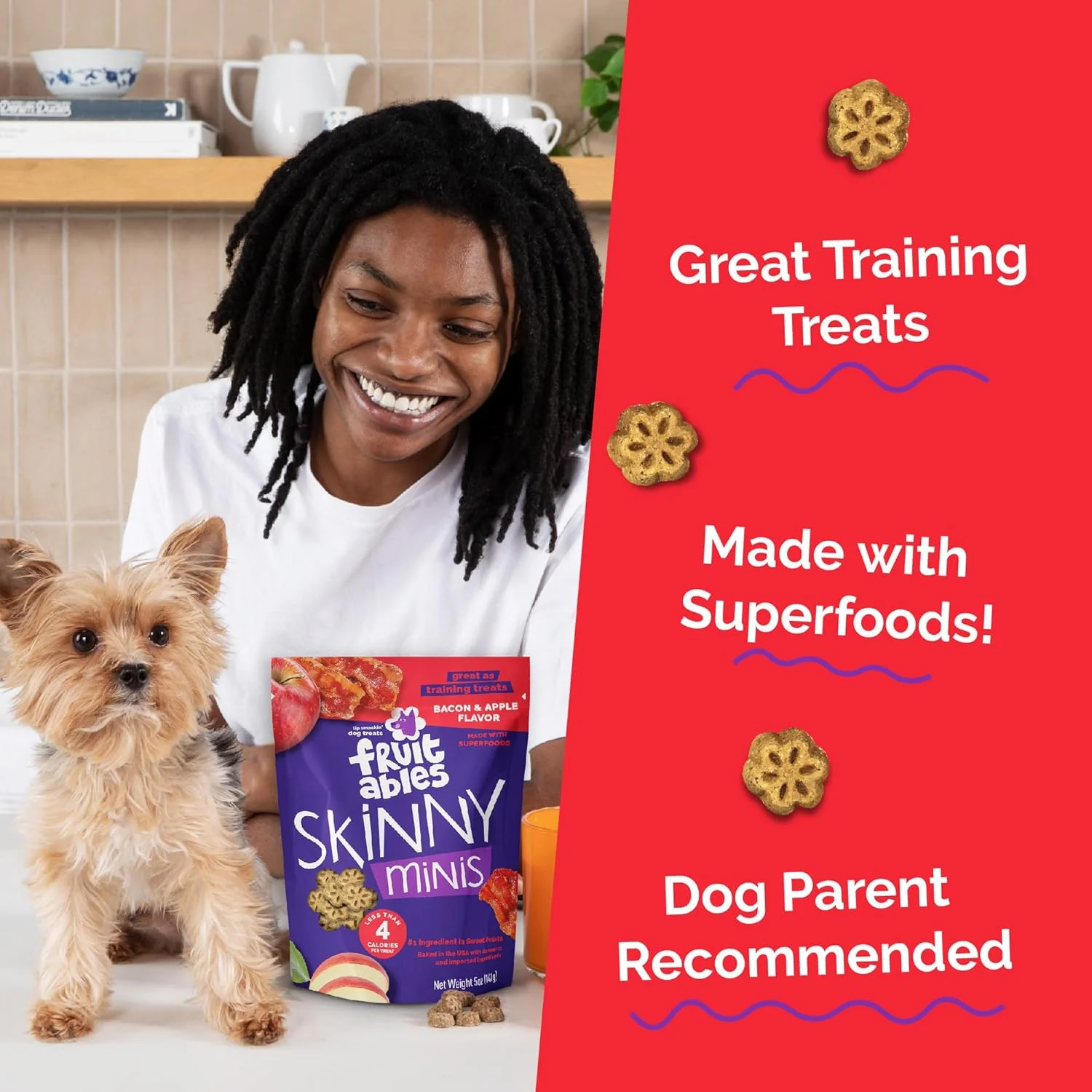 Fruitables Skinny Minis Dog Treats Apple & Bacon - Image 3
