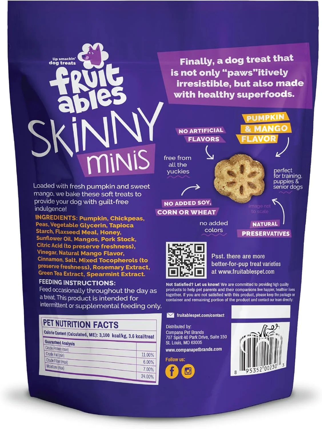 Fruitables Skinny Minis Dog Treats Pumpkin & Mango - Image 8