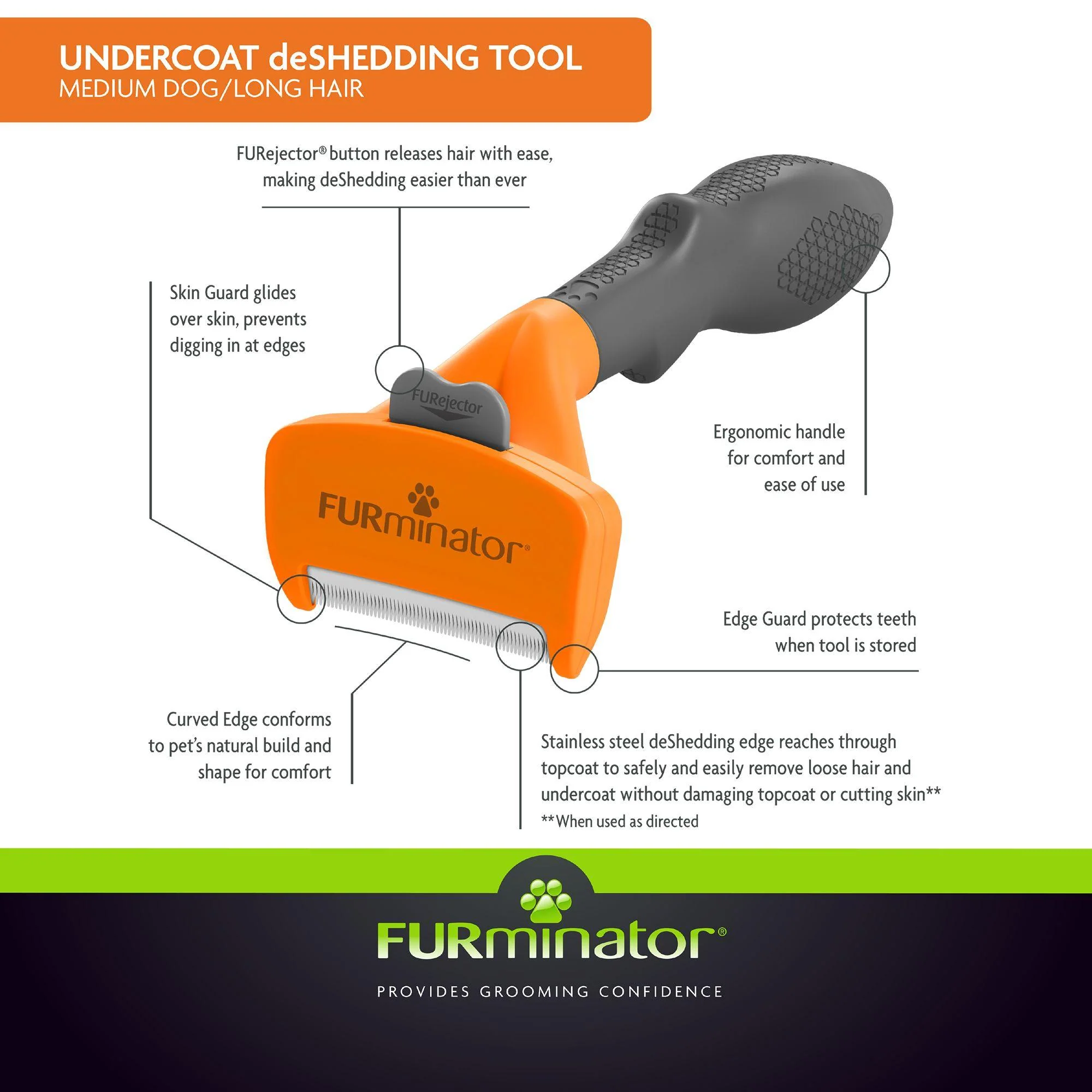FURminator® Long Hair Undercoat deShedding Dog Tool - Image 3