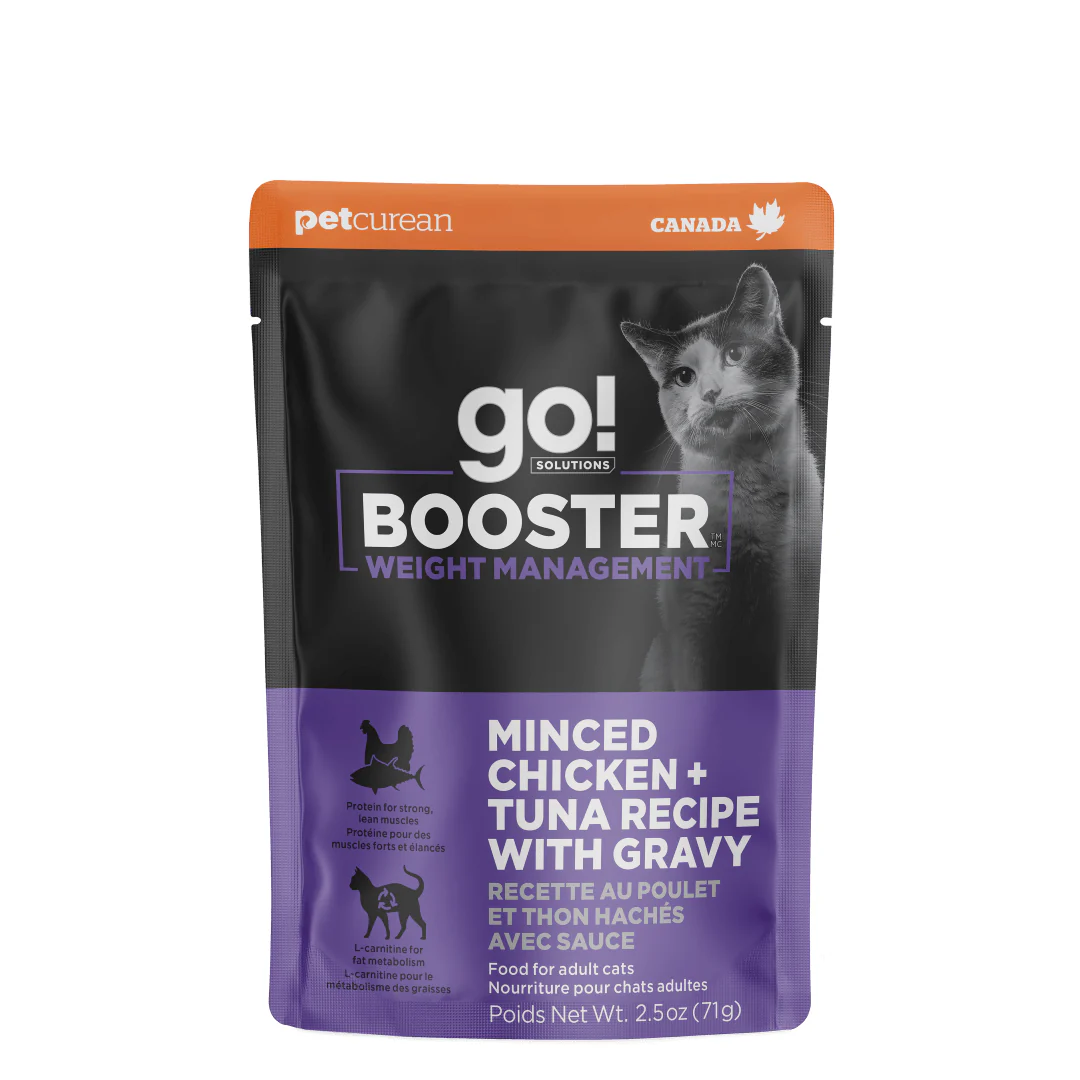 Go! Booster Weight Management Minced Chicken + Tuna with gravy for cats