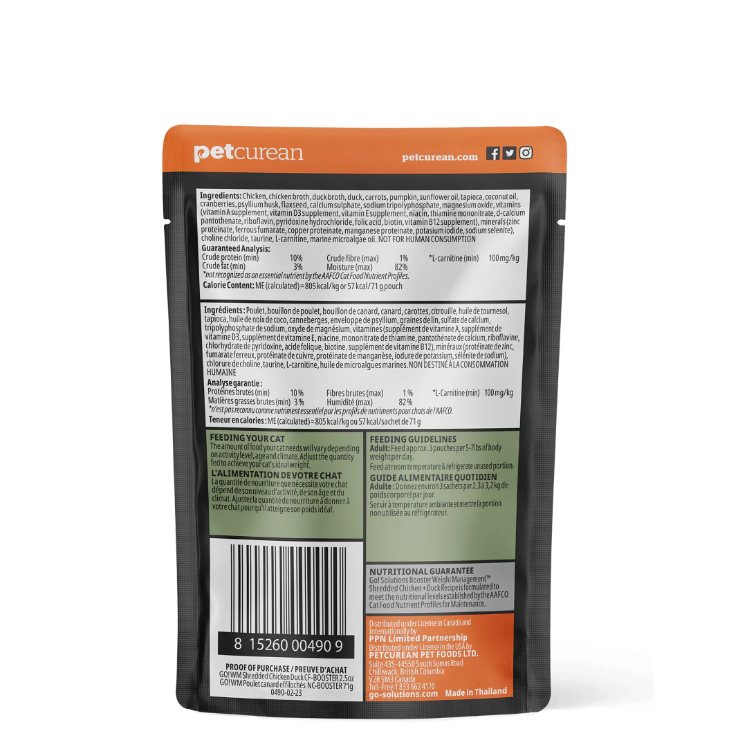 Go! Booster Weight Management Shredded Chicken + Duck in broth for cats - Image 2