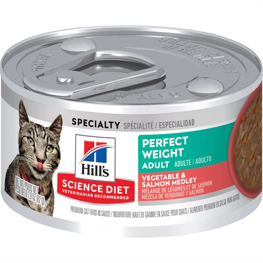 Hill's Science Diet Canned Cat Food Perfect Weight Vegetable & Salmon Medley