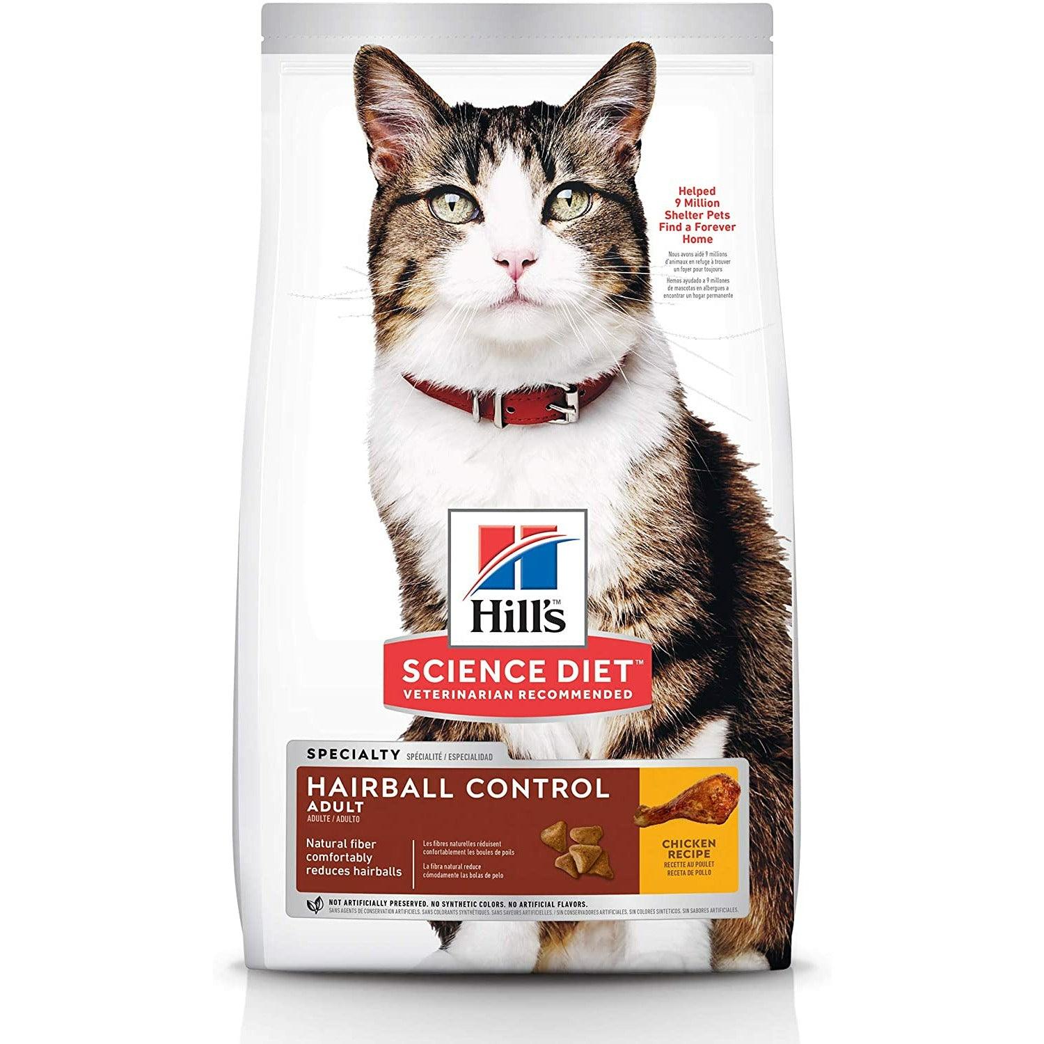 Hill's Science Diet Dry Cat Food, Adult, Hairball Control, Chicken Recipe