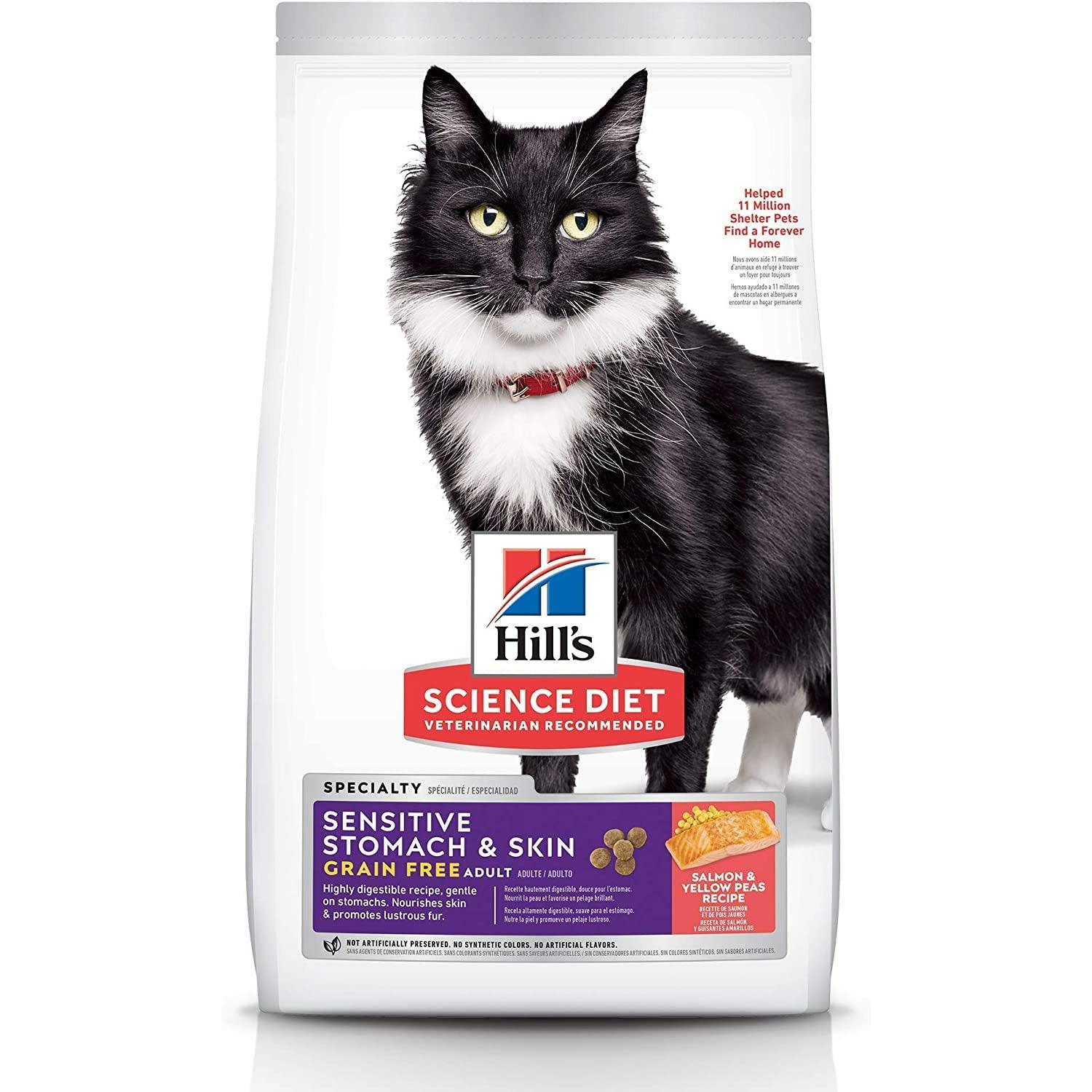Hill's Science Diet, Dry Cat Food, Adult, Sensitive Stomach & Skin, Grain Free Salmon Recipe