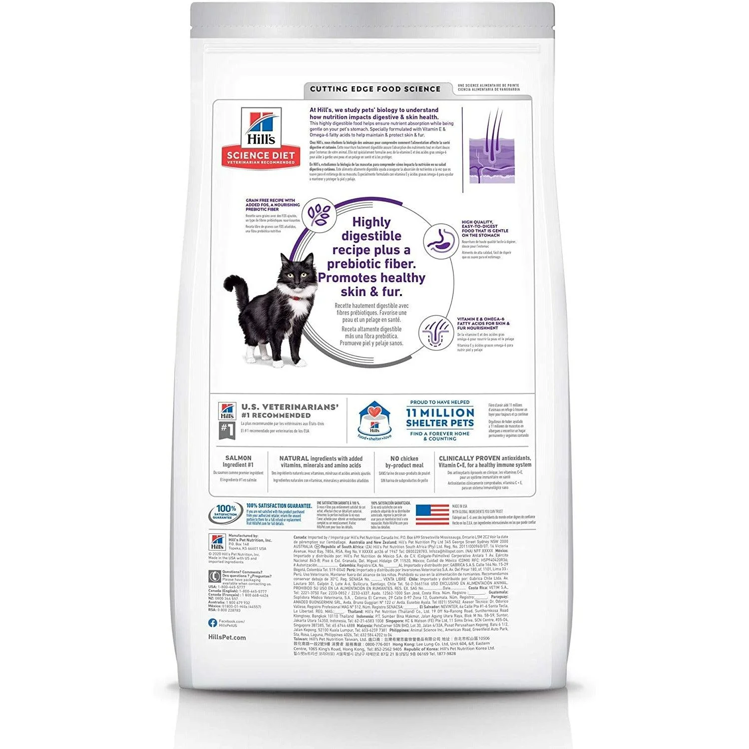 Hill's Science Diet, Dry Cat Food, Adult, Sensitive Stomach & Skin, Grain Free Salmon Recipe - Image 2
