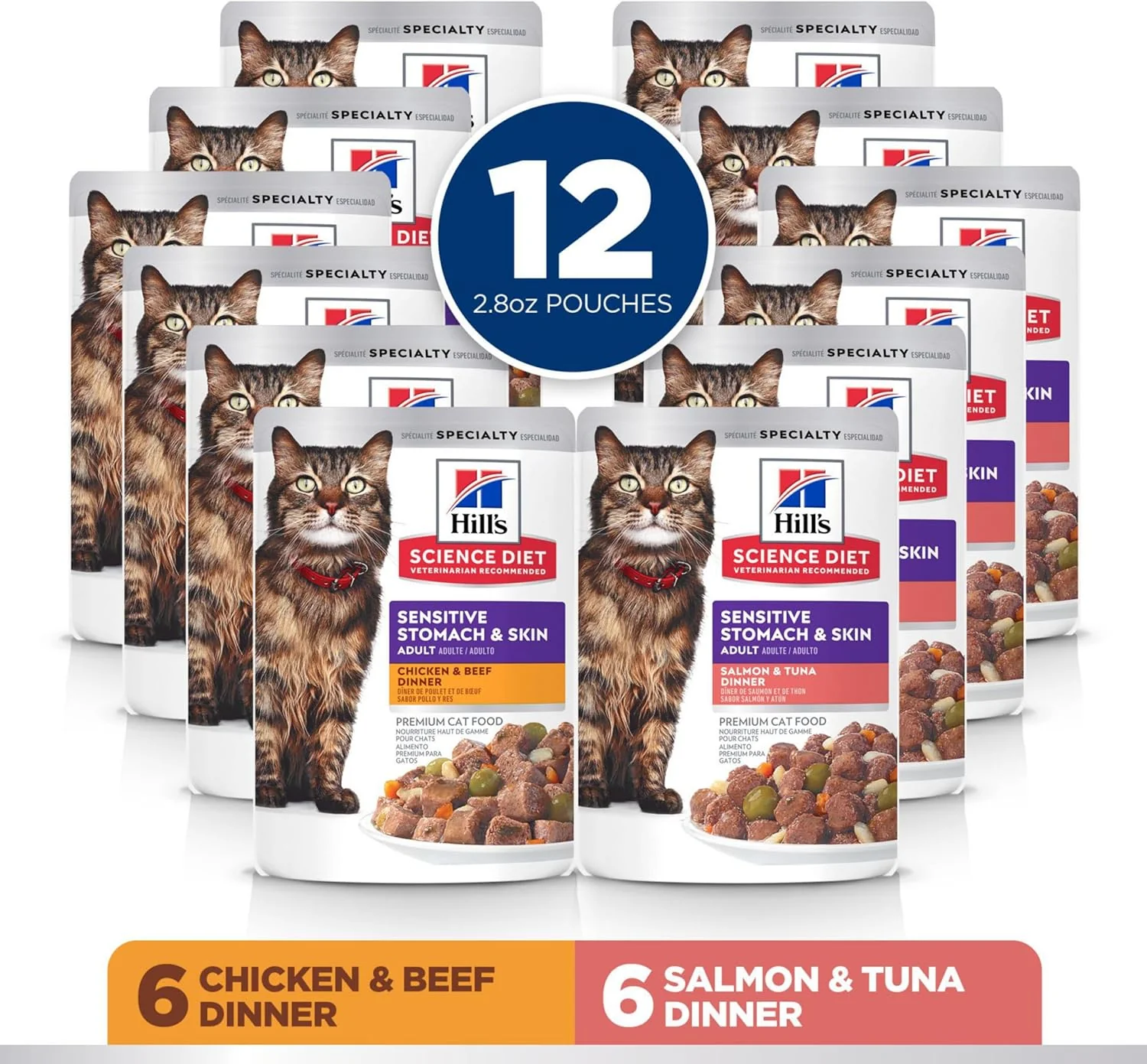Hill's Science Diet Feline Sensitive Stomach & Skin Variety Pack Pouches Cat Food - Image 3
