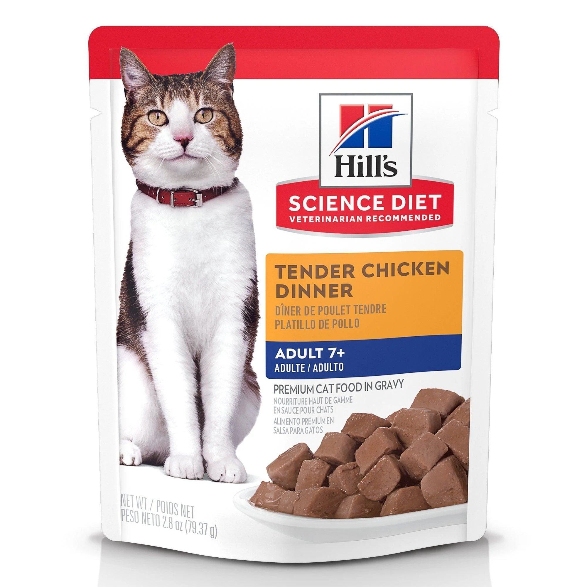 Hill's Science Diet Senior 7+ Wet Cat Food, Chicken, 79g pouch