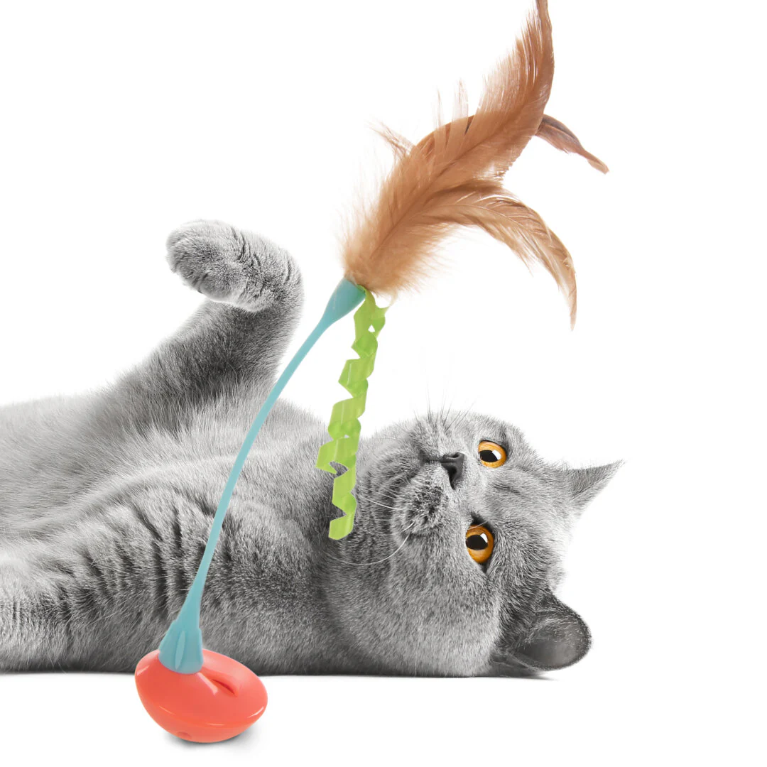 Instincts Cat Rowdy Rockerwand Toy with Feathers - Image 4