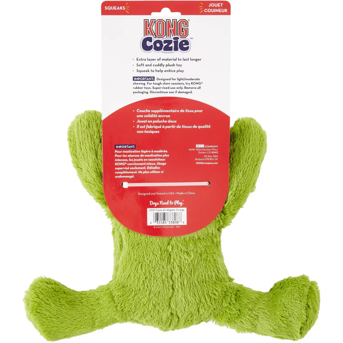 Kong Cozie Ali Alligator Dog Toy - Image 4