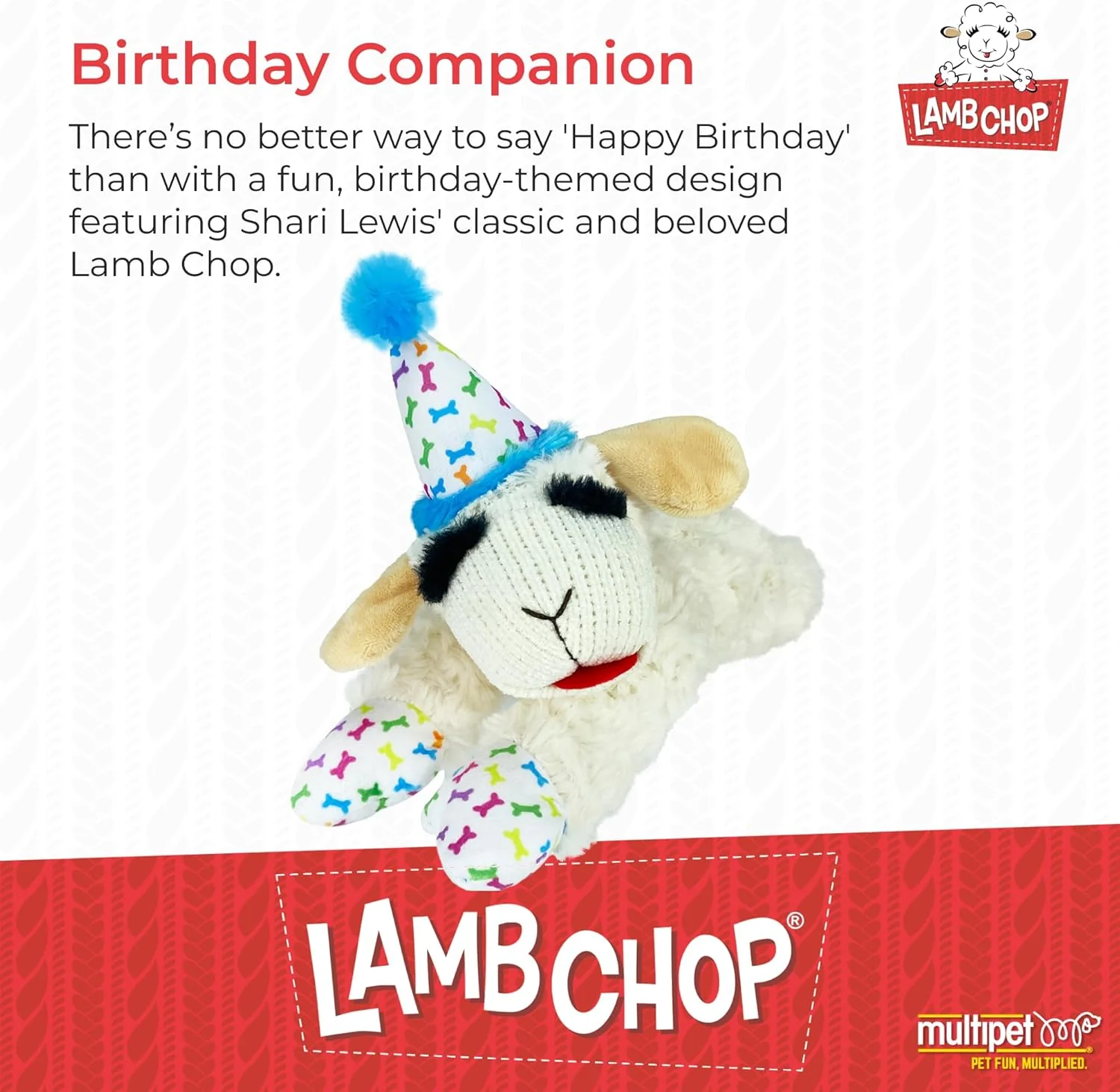 Lamb Chop With Birthday Hat Plush Dog Toy - Image 2