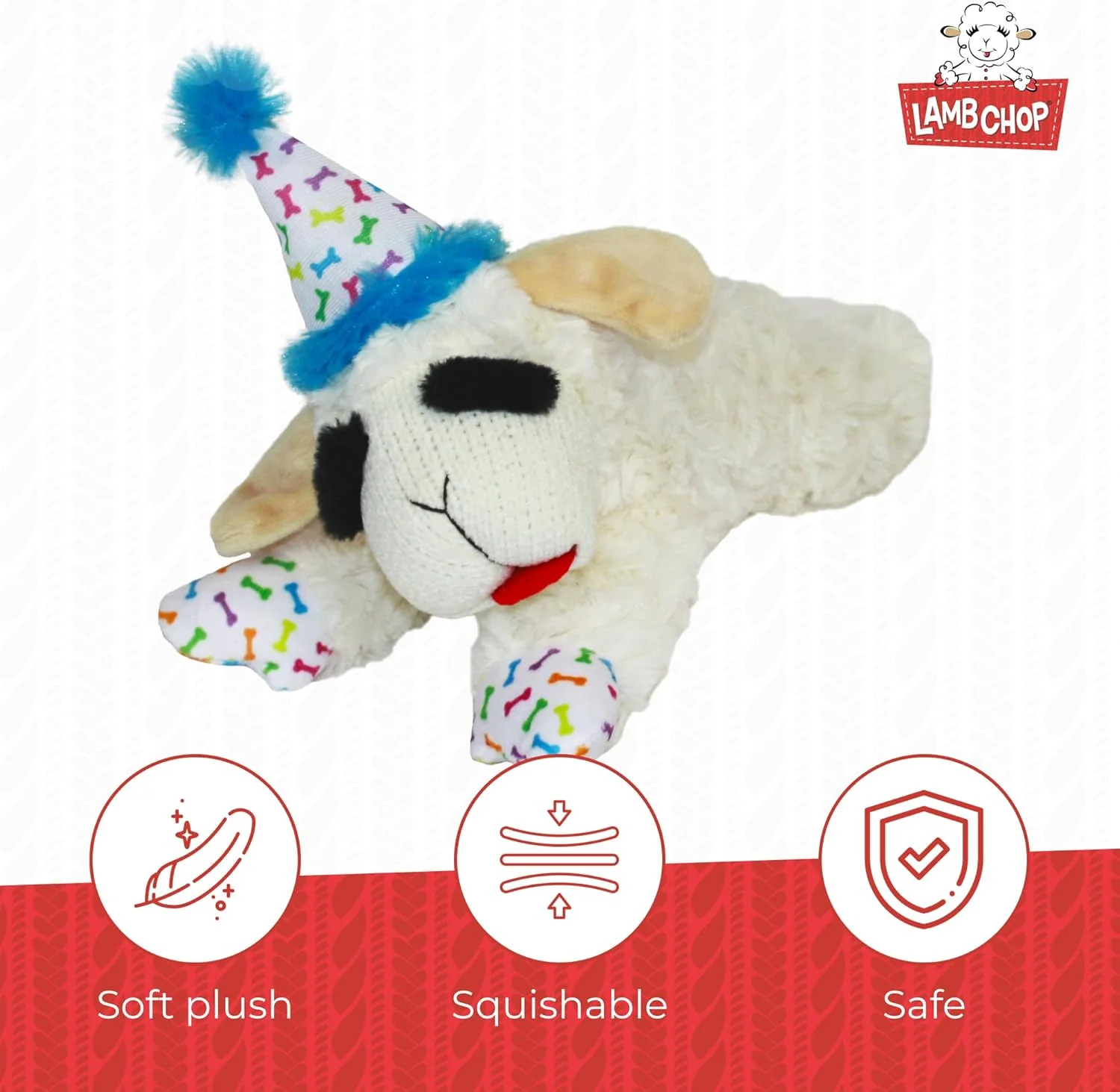 Lamb Chop With Birthday Hat Plush Dog Toy - Image 3