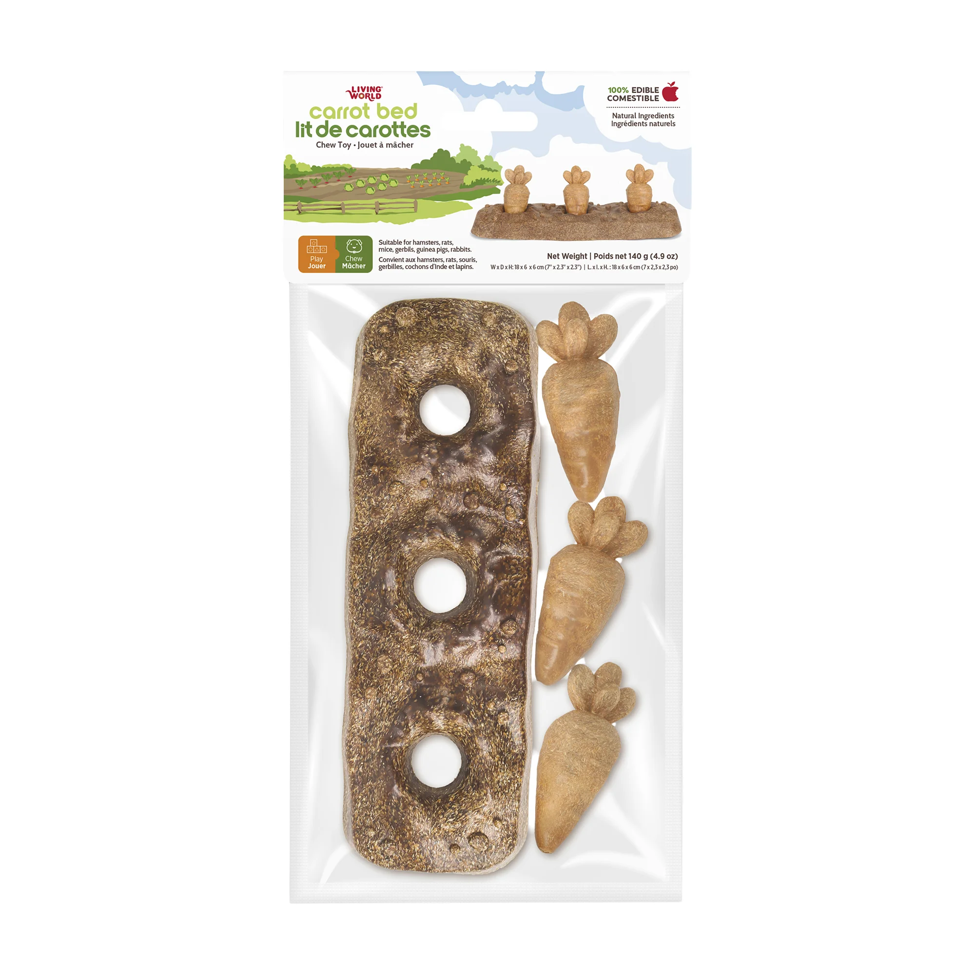 Living World Edible Carrot Patch Chew Toy for Small Animals - Image 2
