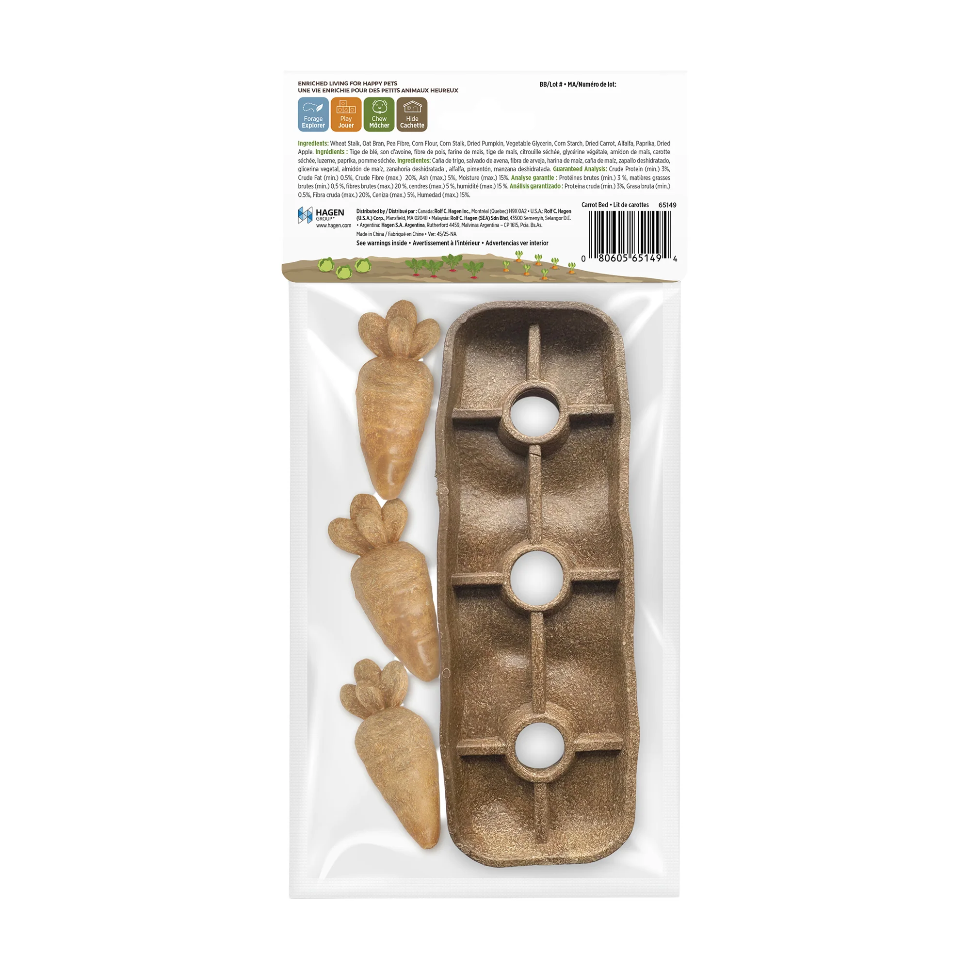 Living World Edible Carrot Patch Chew Toy for Small Animals - Image 3
