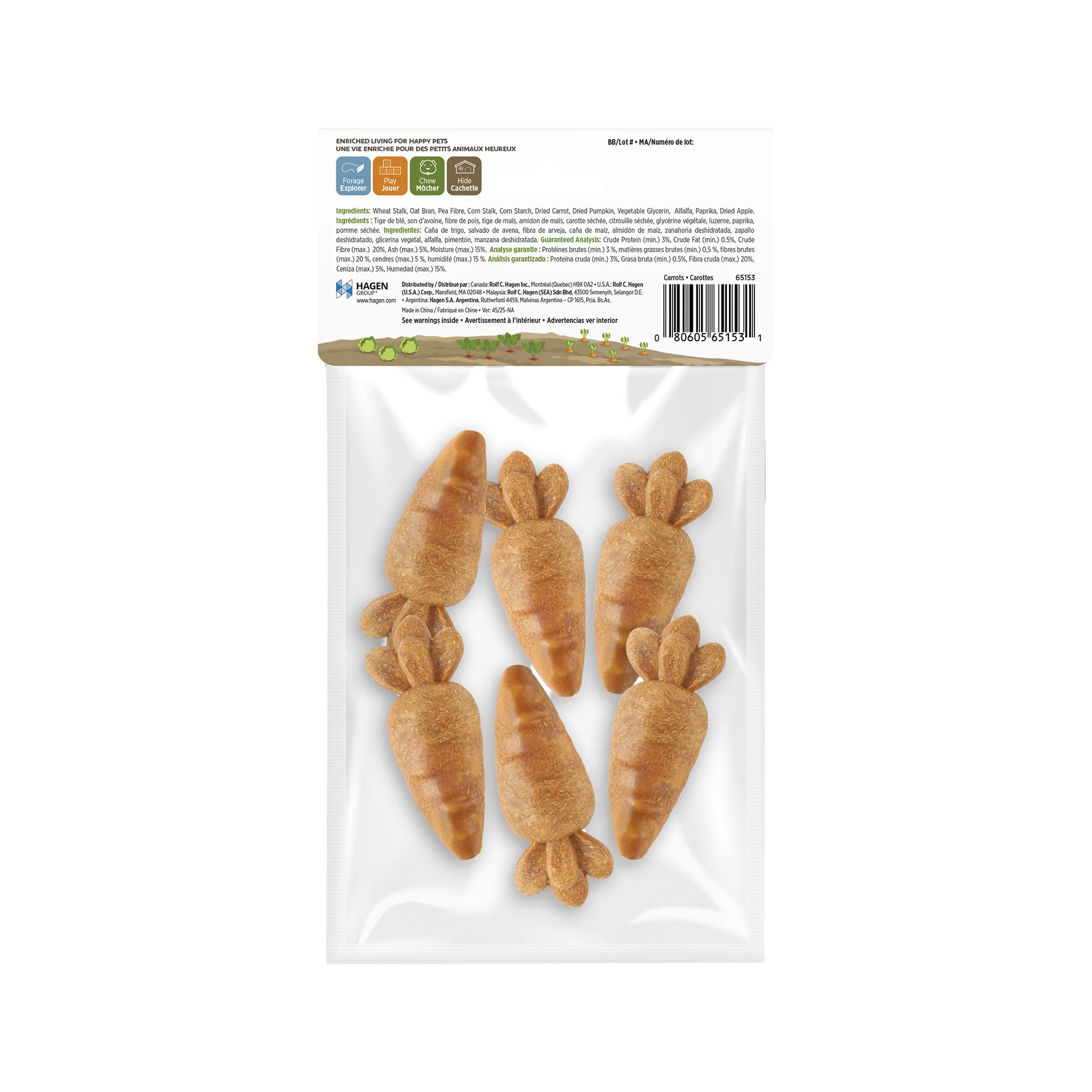 Living World Edible Carrots Chew Toy for Small Animals - 6 Pack - Image 2